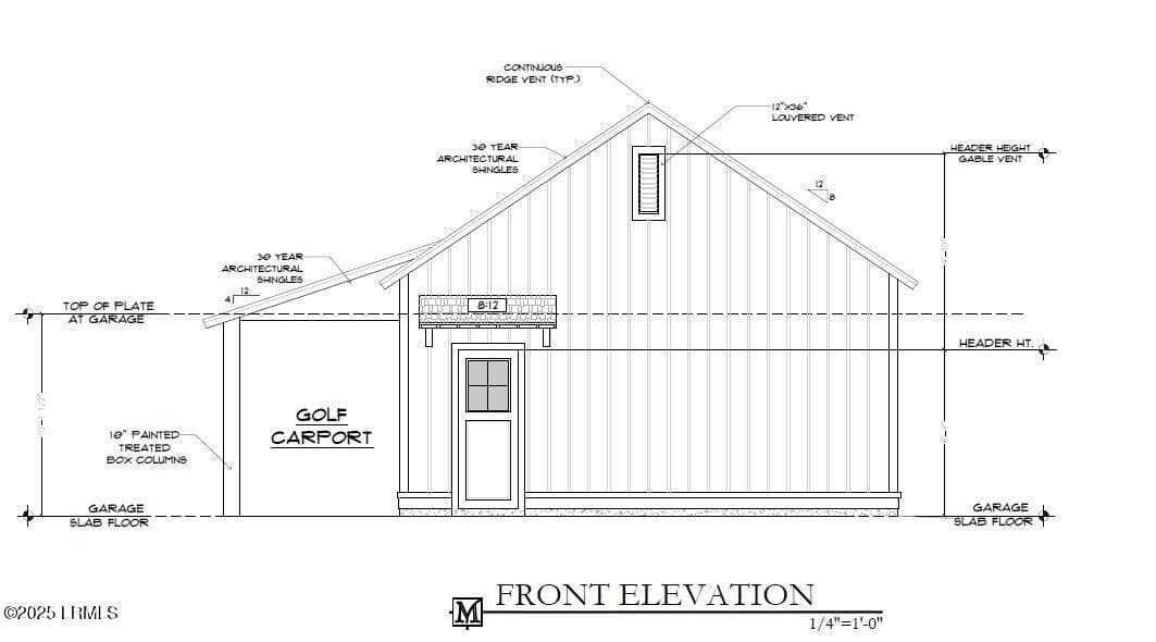 Garage front elevation - 63 Woodland Ridge Circle, Beaufort, SC 29907