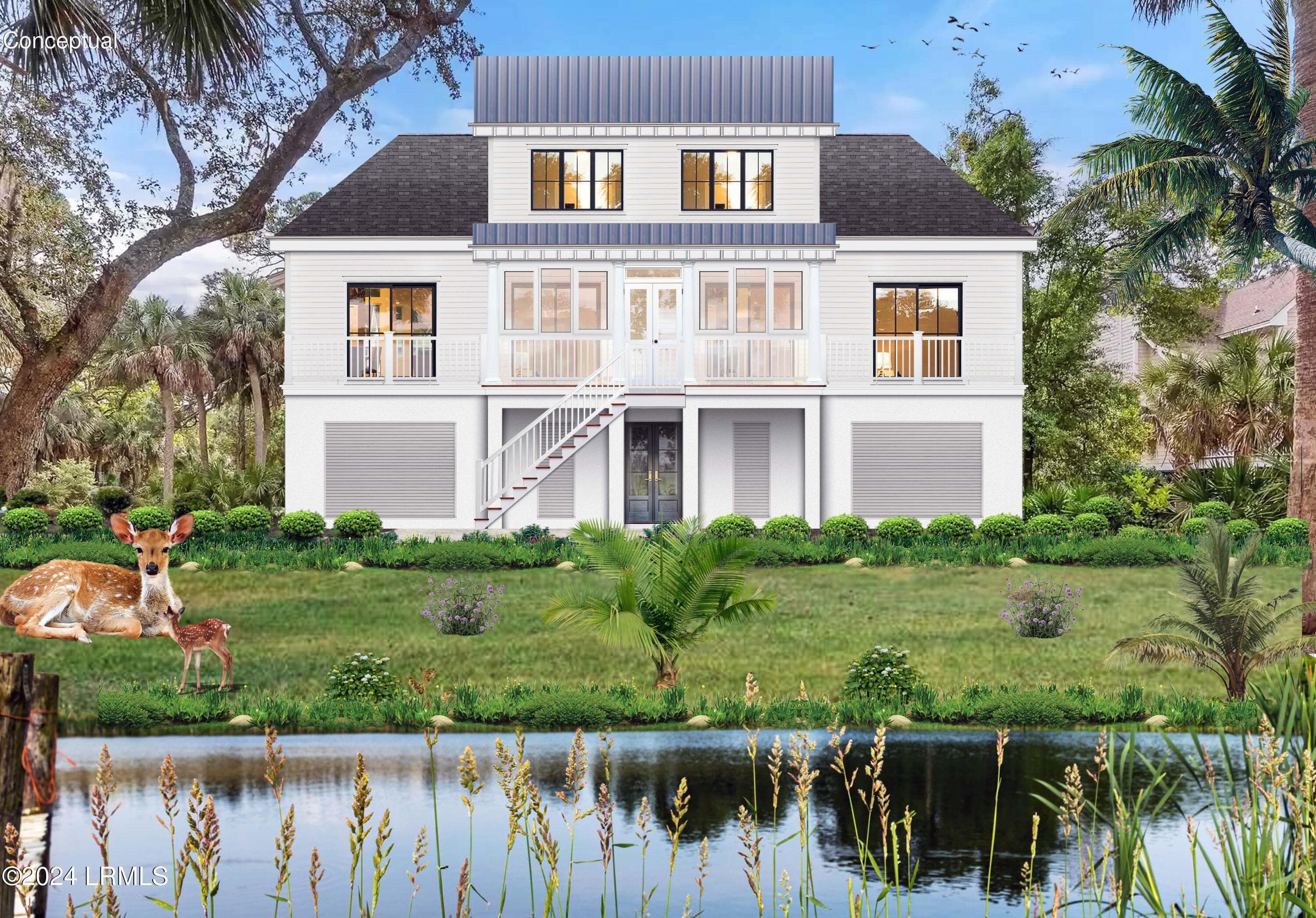 307 DEER POINTE RENDERED ELEVATION- REAR - 307 Deer Pointe Court, Fripp Island, SC 29920