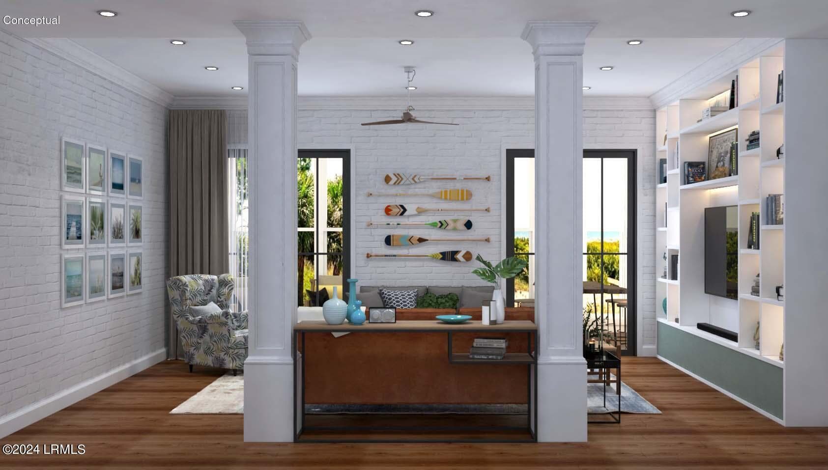 LIVING ROOM RENDER- OPTION 2 RENDER 2 - 307 Deer Pointe Court, Fripp Island, SC 29920