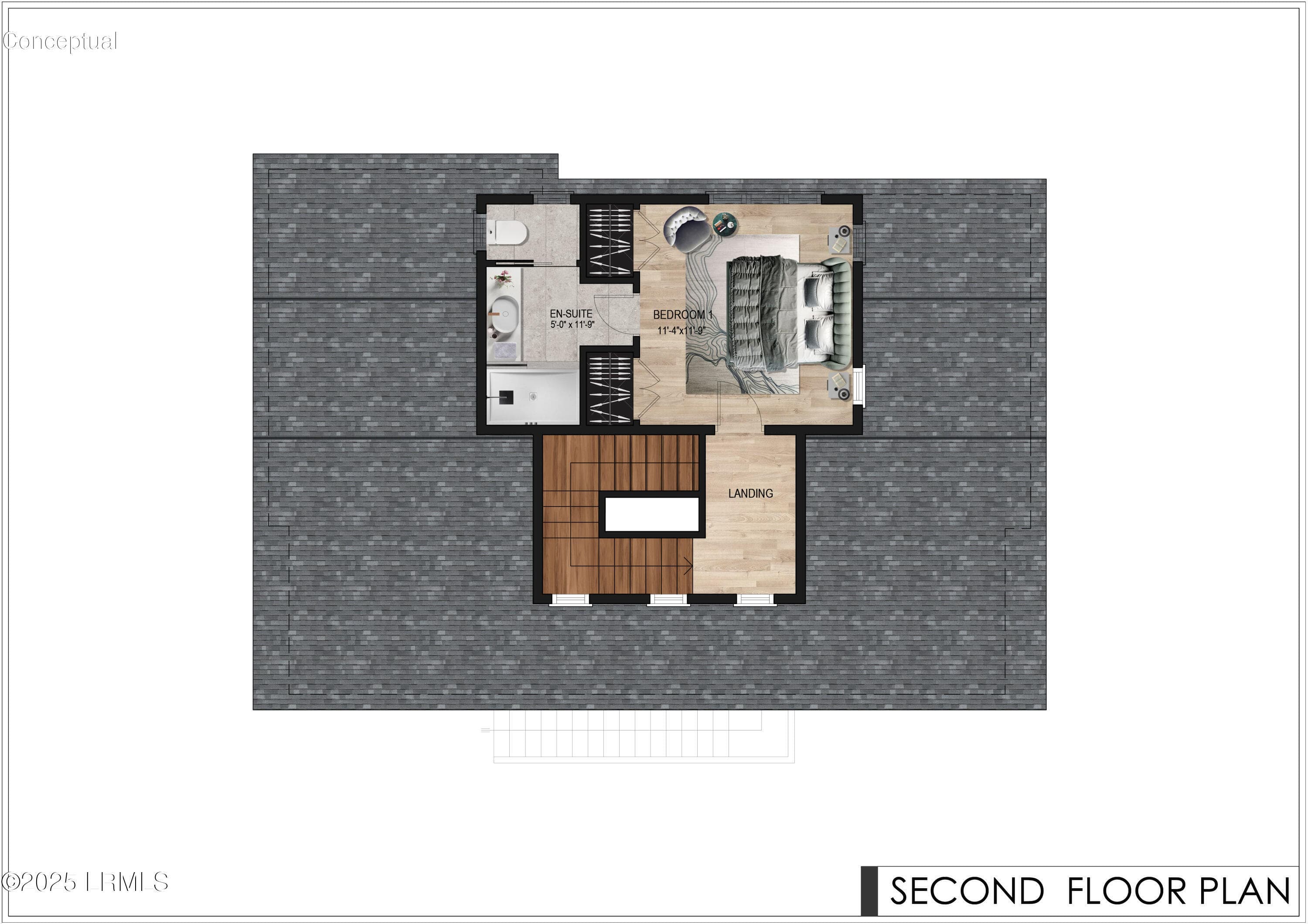 SECOND FLOOR PLAN RENDERING - 6 W Marsh Drive, St. Helena Island, SC 29920