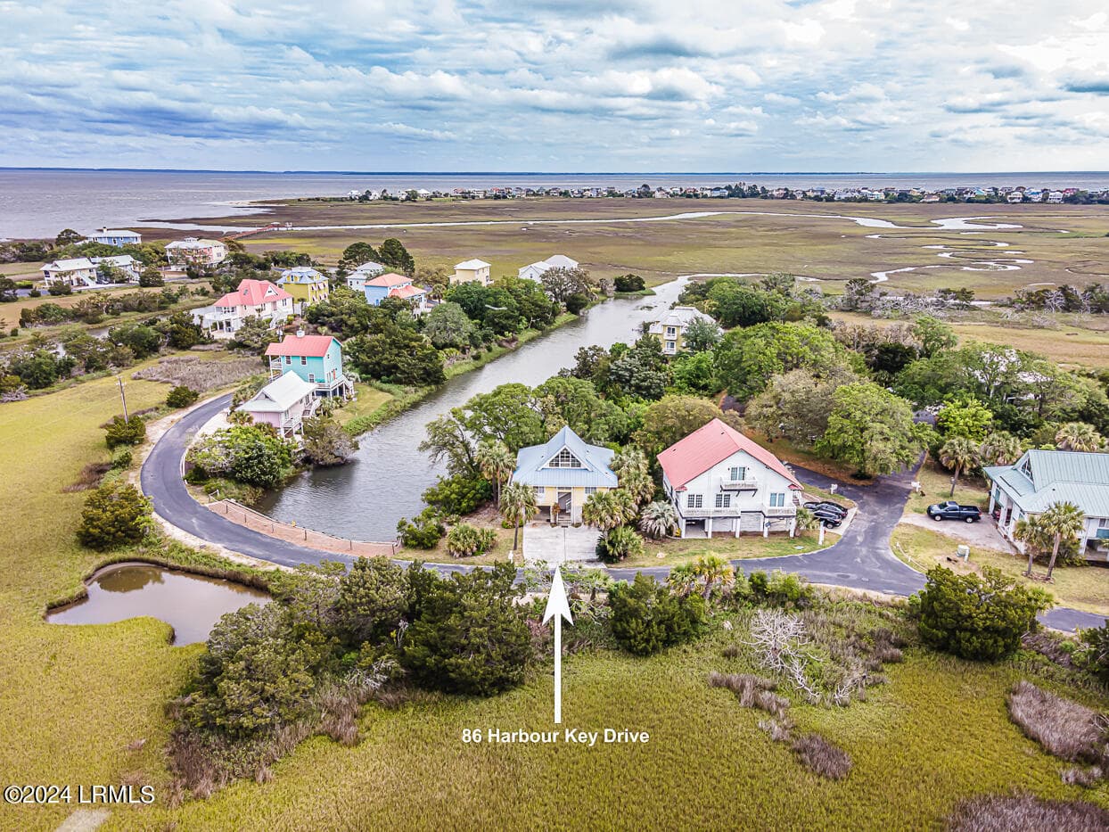 34 Aerial 2 with address - 86 Harbour Key Drive, St. Helena Island, SC 29920