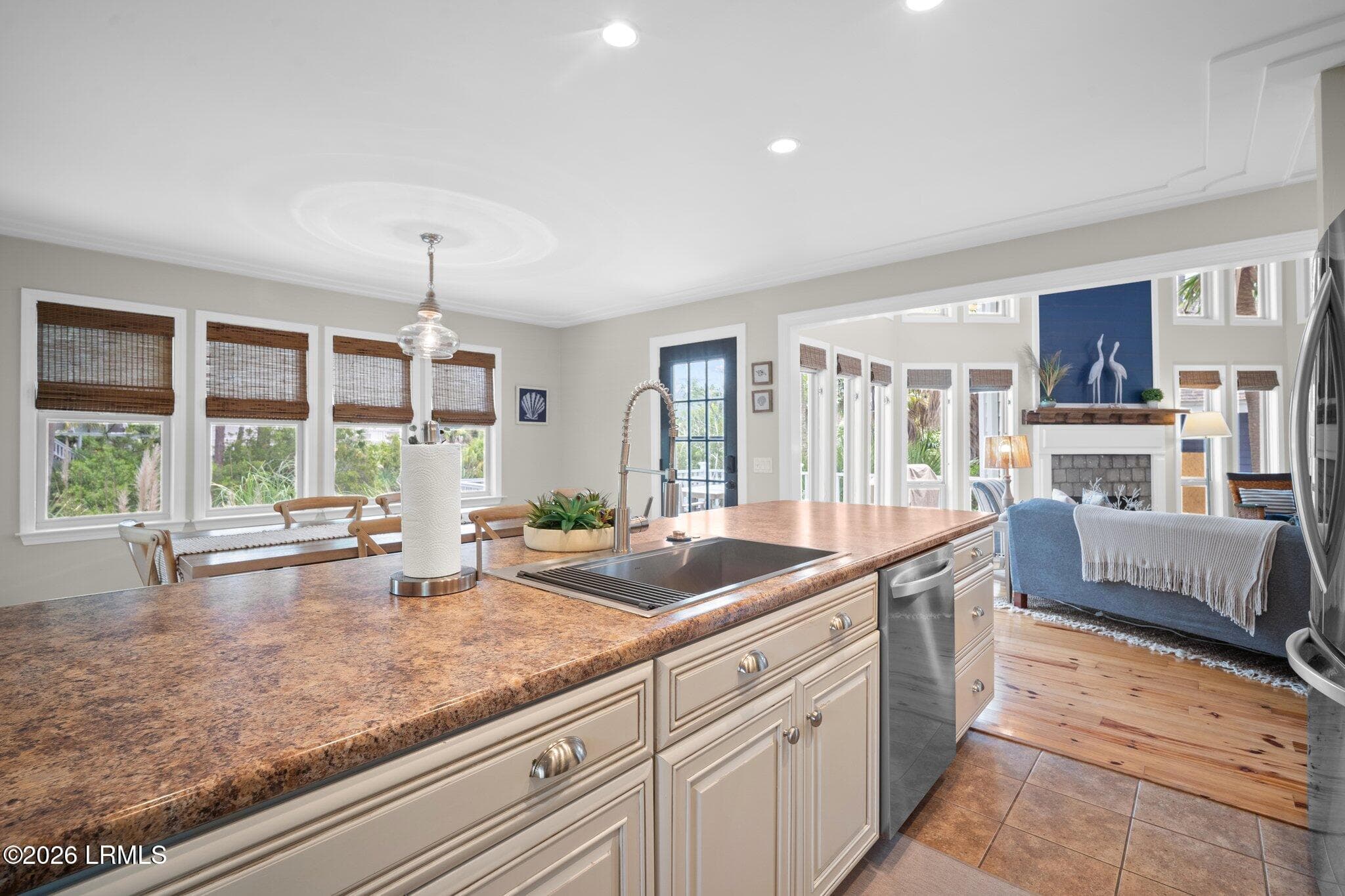 Kitchen to living area - 239 Deerfield Court, Fripp Island, SC 29920