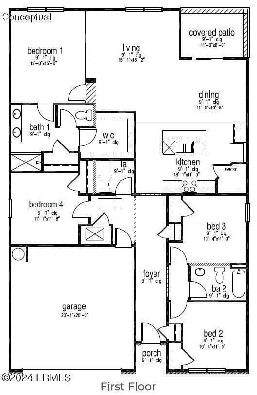 Cali Floor Plan Image 82123 - 1078 Sanctuary Drive, Ridgeland, SC 29936, Ridgeland