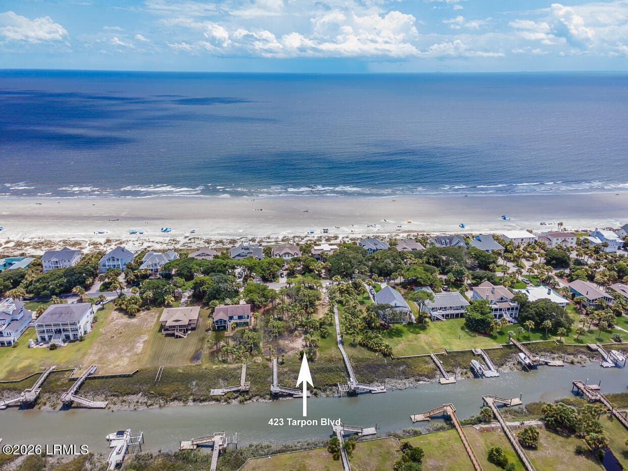 Aerial 6 with address - 423 Tarpon Boulevard, Fripp Island, SC 29920