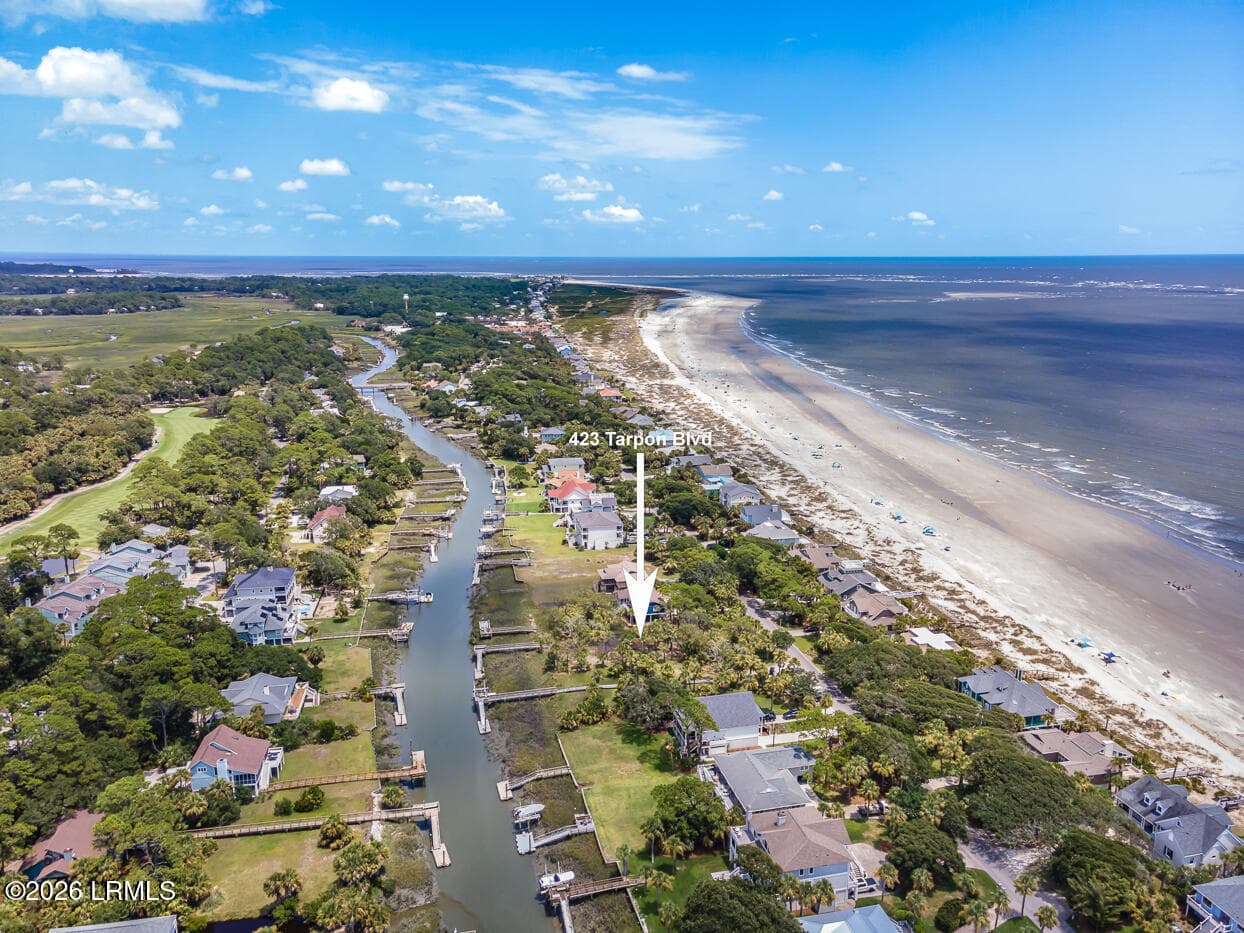 Aerial 8 with address - 423 Tarpon Boulevard, Fripp Island, SC 29920
