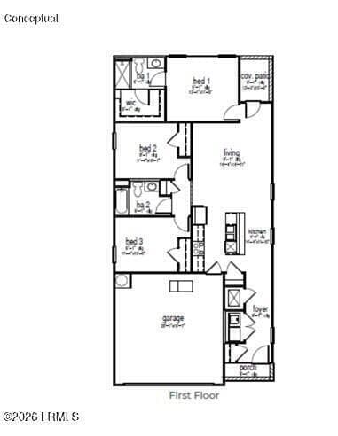 Downing Floor Plan MLS - 736 Sanctum Street, Ridgeland, SC 29936