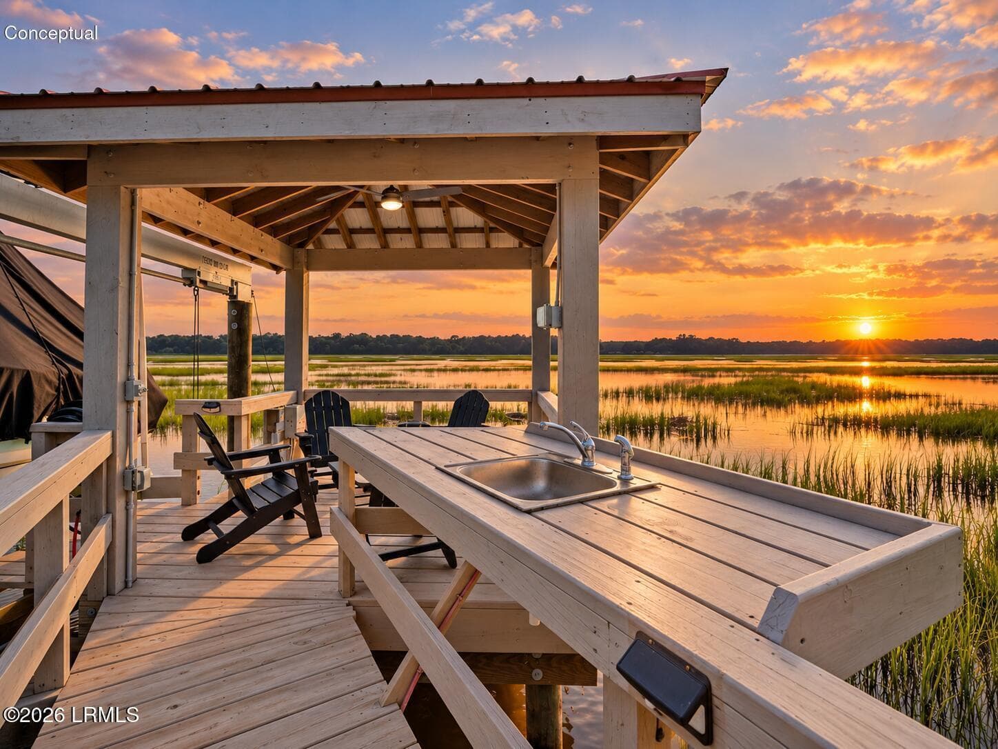 Sunset on the dock - 150 Bull Point Drive, Seabrook, SC 29940, Seabrook