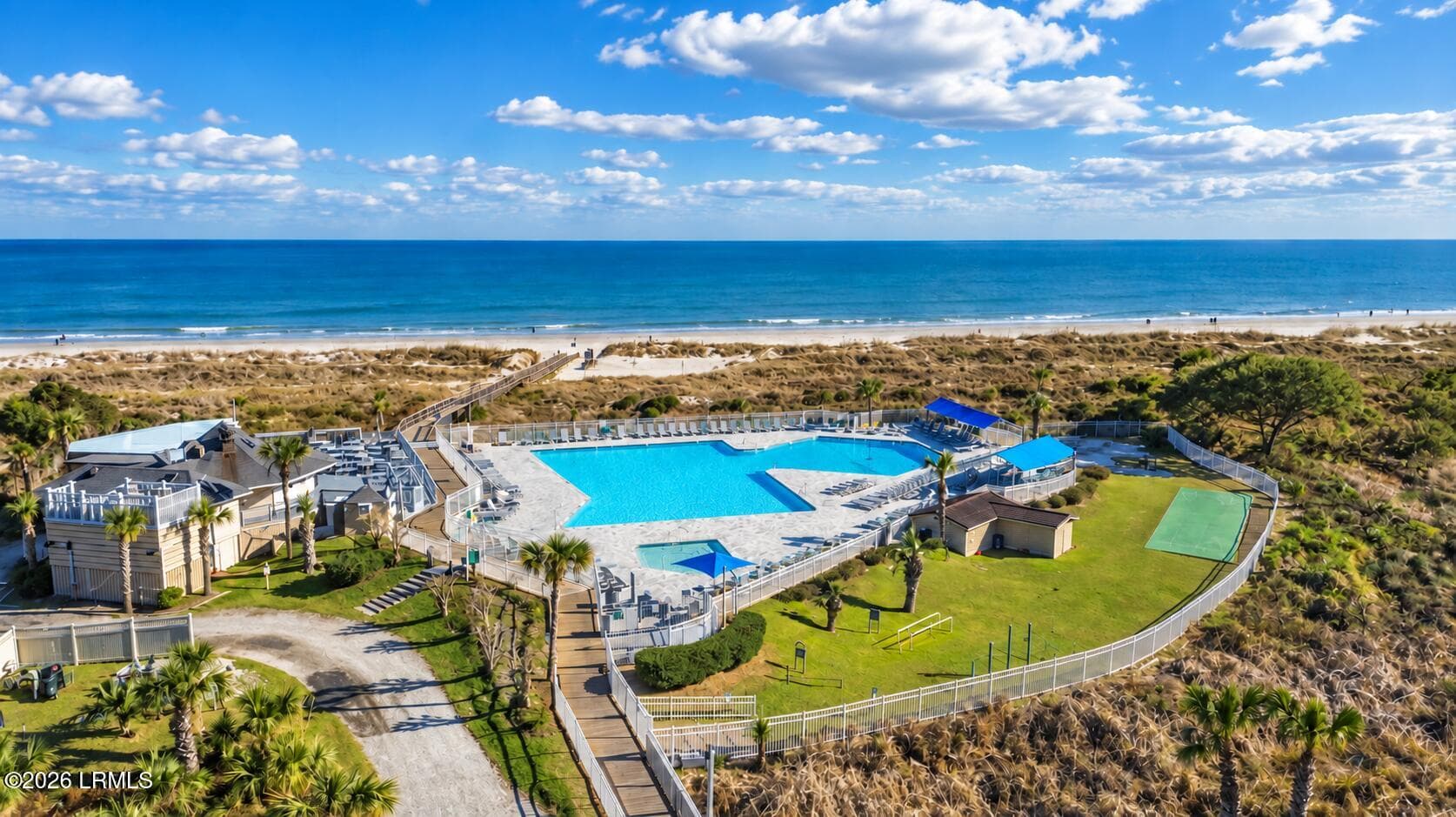 Aerial coastal resort and natural dunes - 40 Folly Field Road 205b, Hilton Head Island, SC 29928, Hilton Head Island