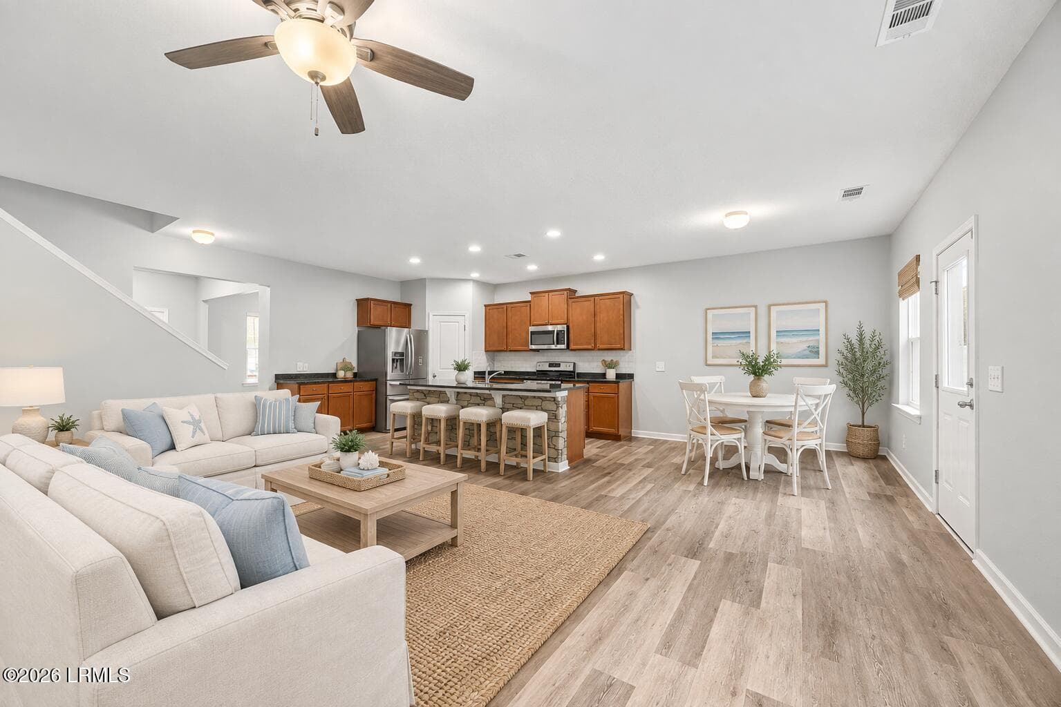 Virtually Staged Living/Kitchen - 32 Pacolet Lane, Beaufort, SC 29906