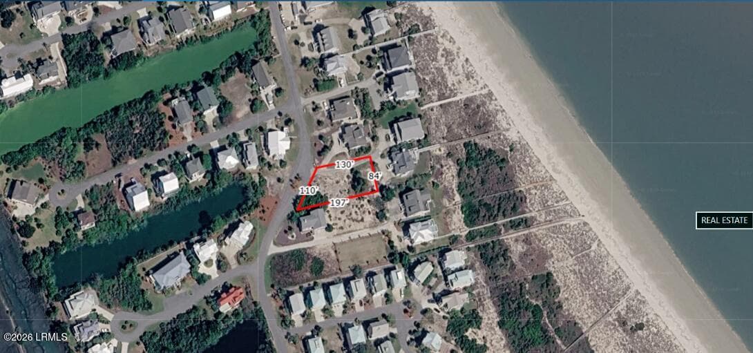 Birds Eye with Dimensions - 32 Harbor Drive N, Harbor Island, SC 29920, Harbor Island