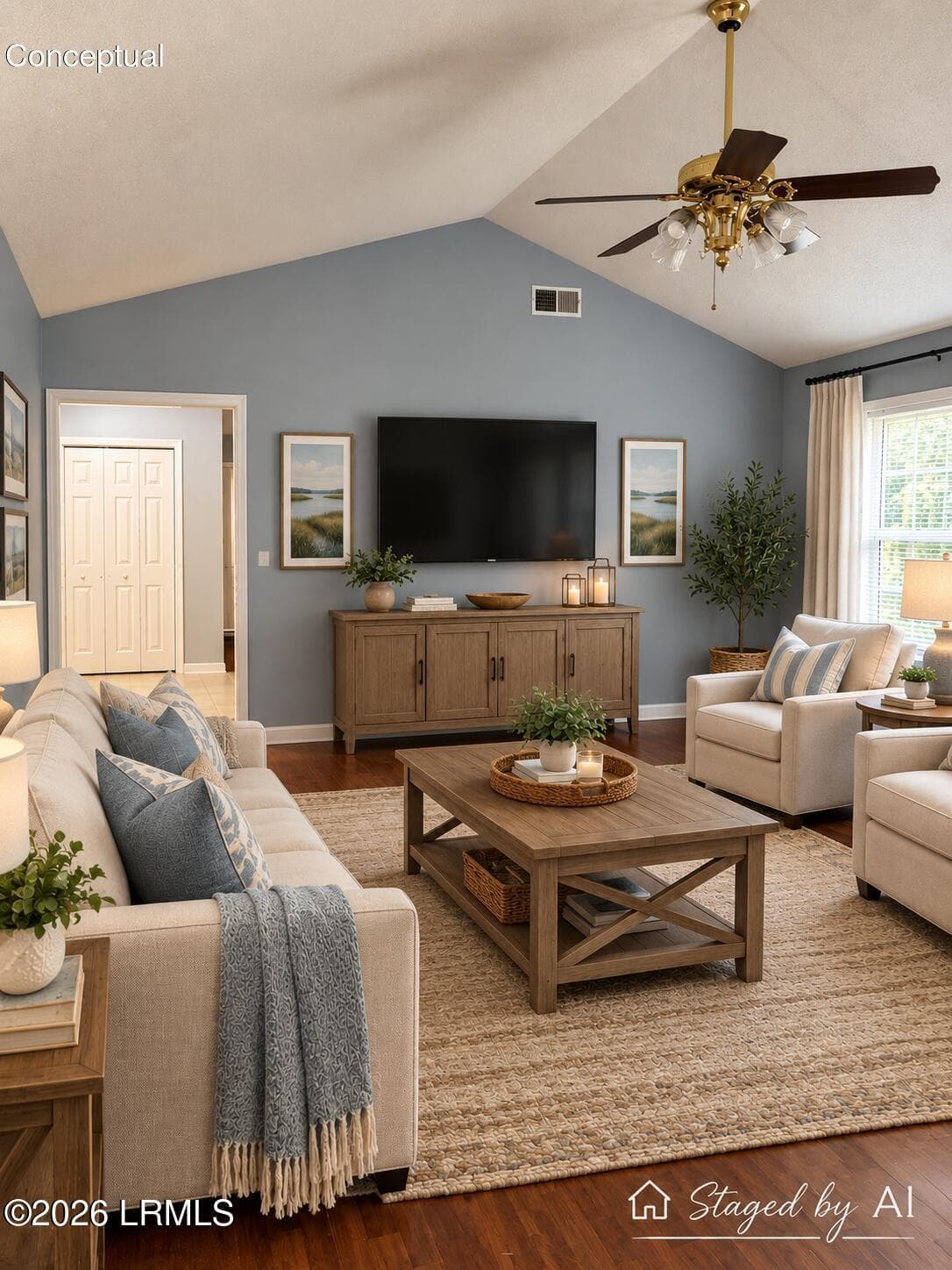 Living Room Virtually Staged - 418 Mccormack Avenue, Ridgeland, SC 29936