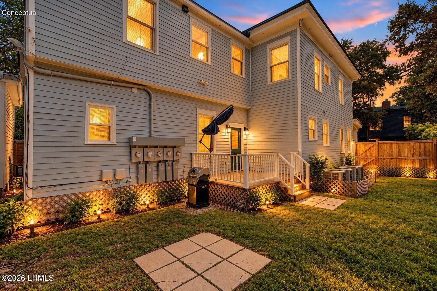 Twilight Glow on the Backyard Deck - 221 W Duffy Street, Savannah, GA 31401