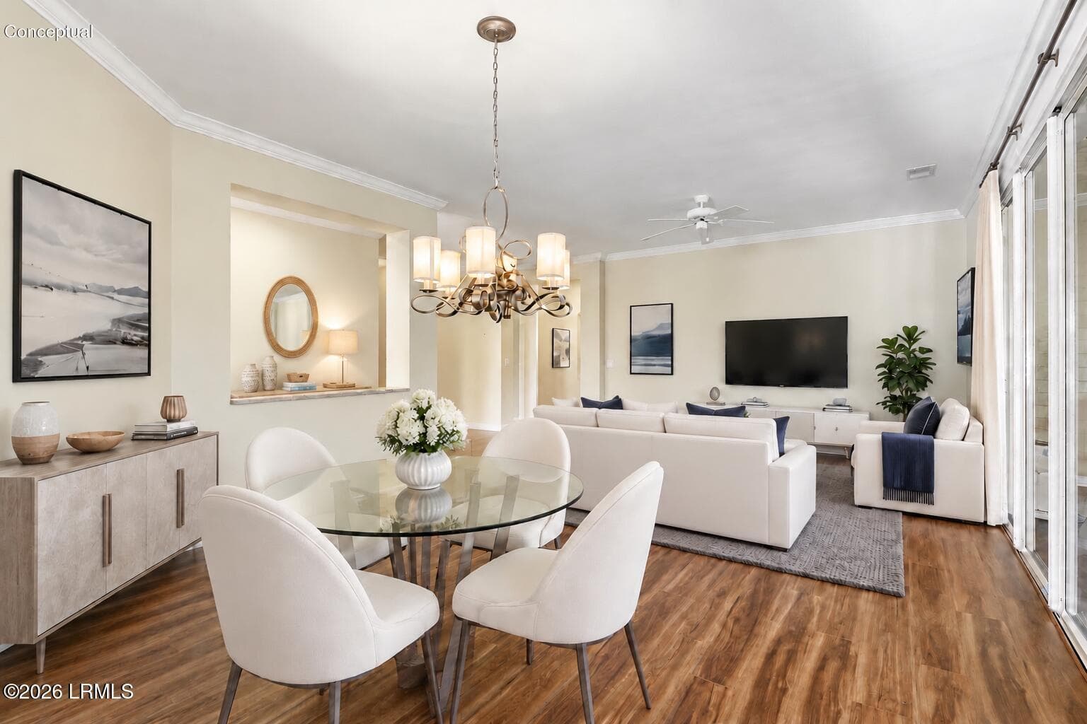 Living:Dining Virtually Staged - 22 Hamilton Drive, Bluffton, SC 29909