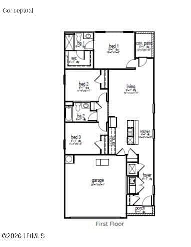Downing Floor Plan MLS - 14 Veil Drive, Ridgeland, SC 29936