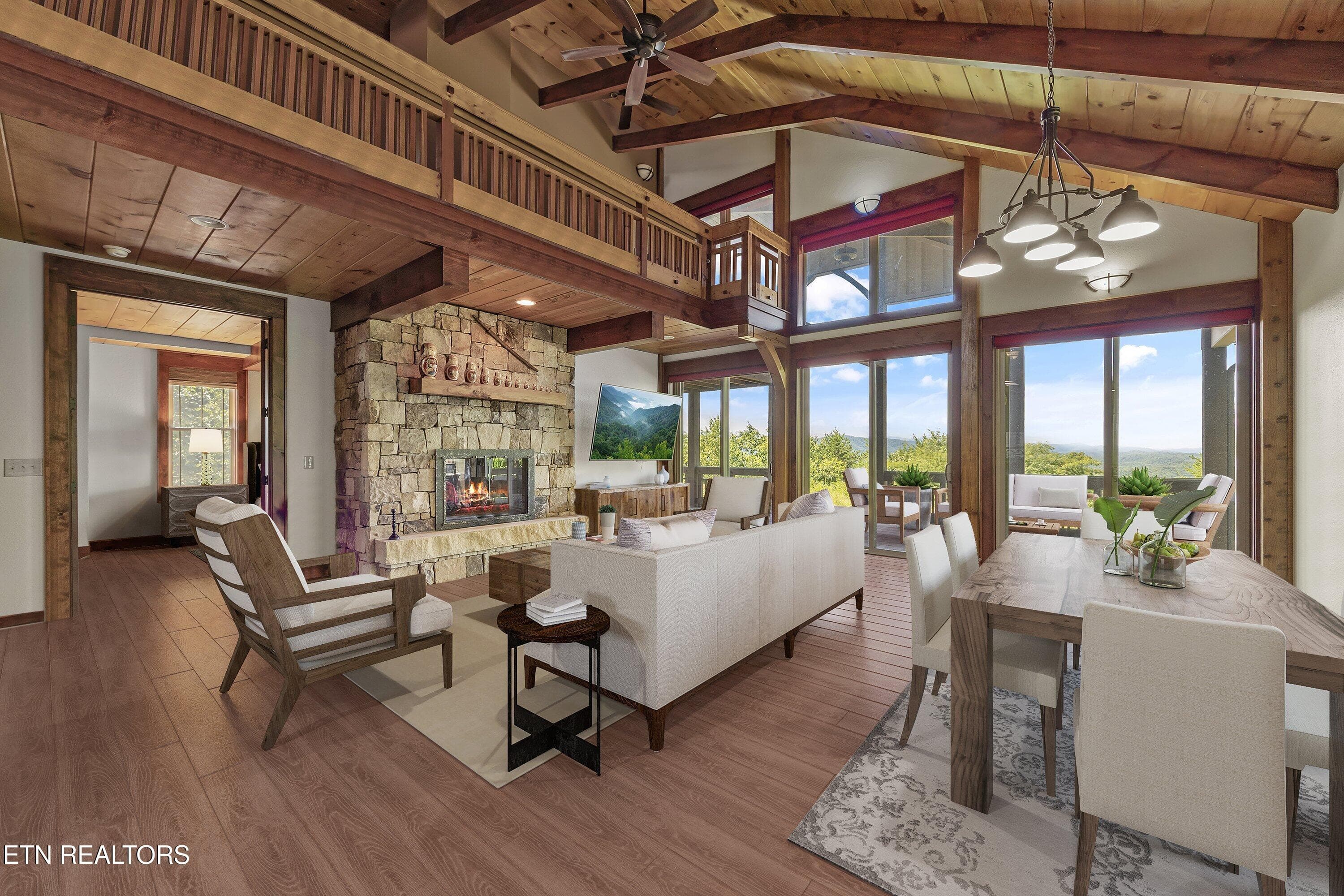 Virtually Staged Living Room - 3301 Summit Trails Drive, Sevierville, TN 37862