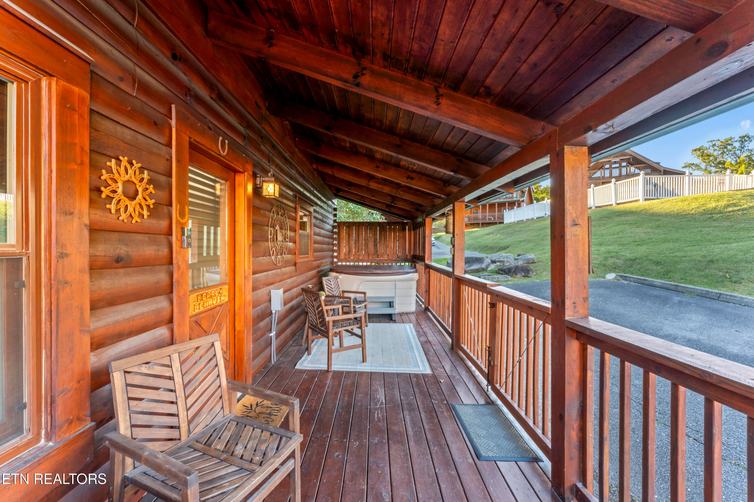 Covered Front Porch View Hot Tub - 526 Blackberry Ridge Way, Pigeon Forge, TN 37863