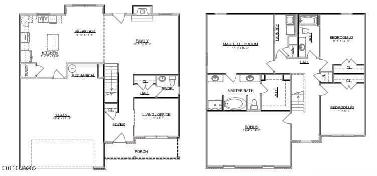Walton Craftsman Front Entry Floor Plan - 108 Birchberry St Lot 86B, Oak Ridge, TN 37830, Oak Ridge