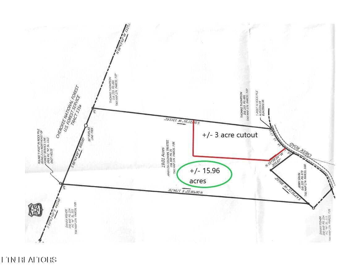 Approximate Survey 15.96 +- Acres - Creek Rd, Reliance, TN 37369