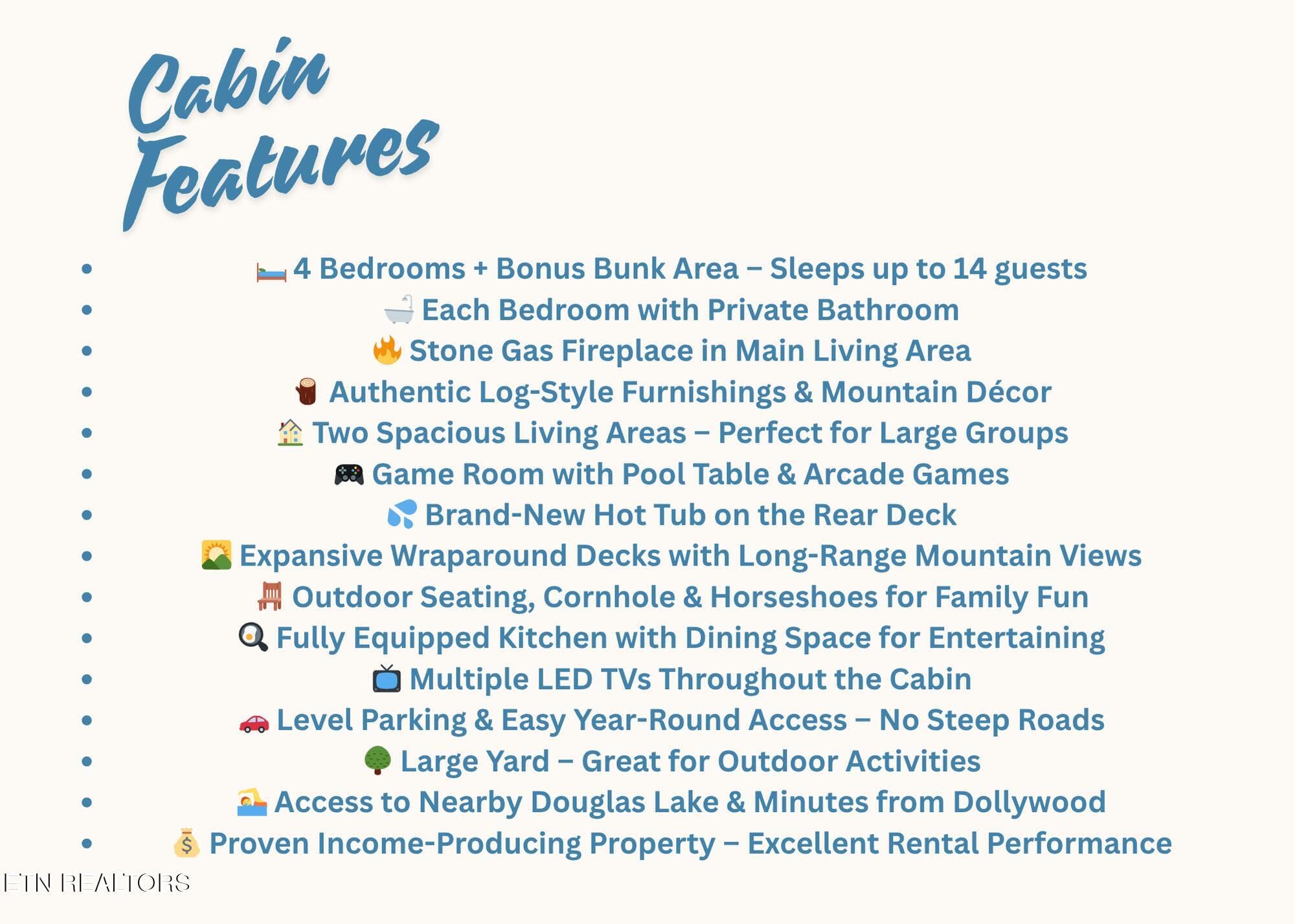 Amenities - 2039 Oakmont Drive, Sevierville, TN 37876