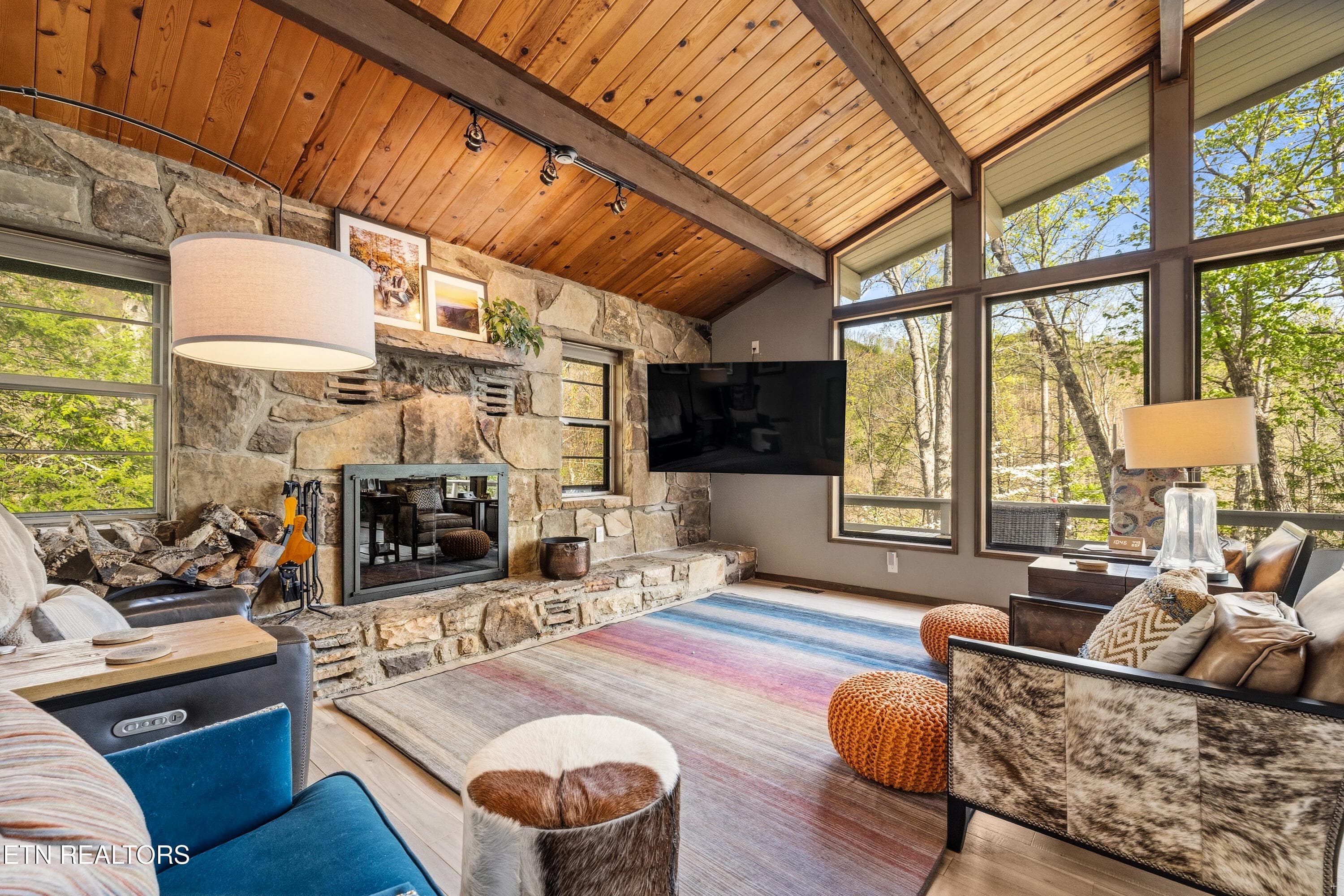 Living Room with Fireplace - 509 Adams Road, Gatlinburg, TN 37738, Gatlinburg