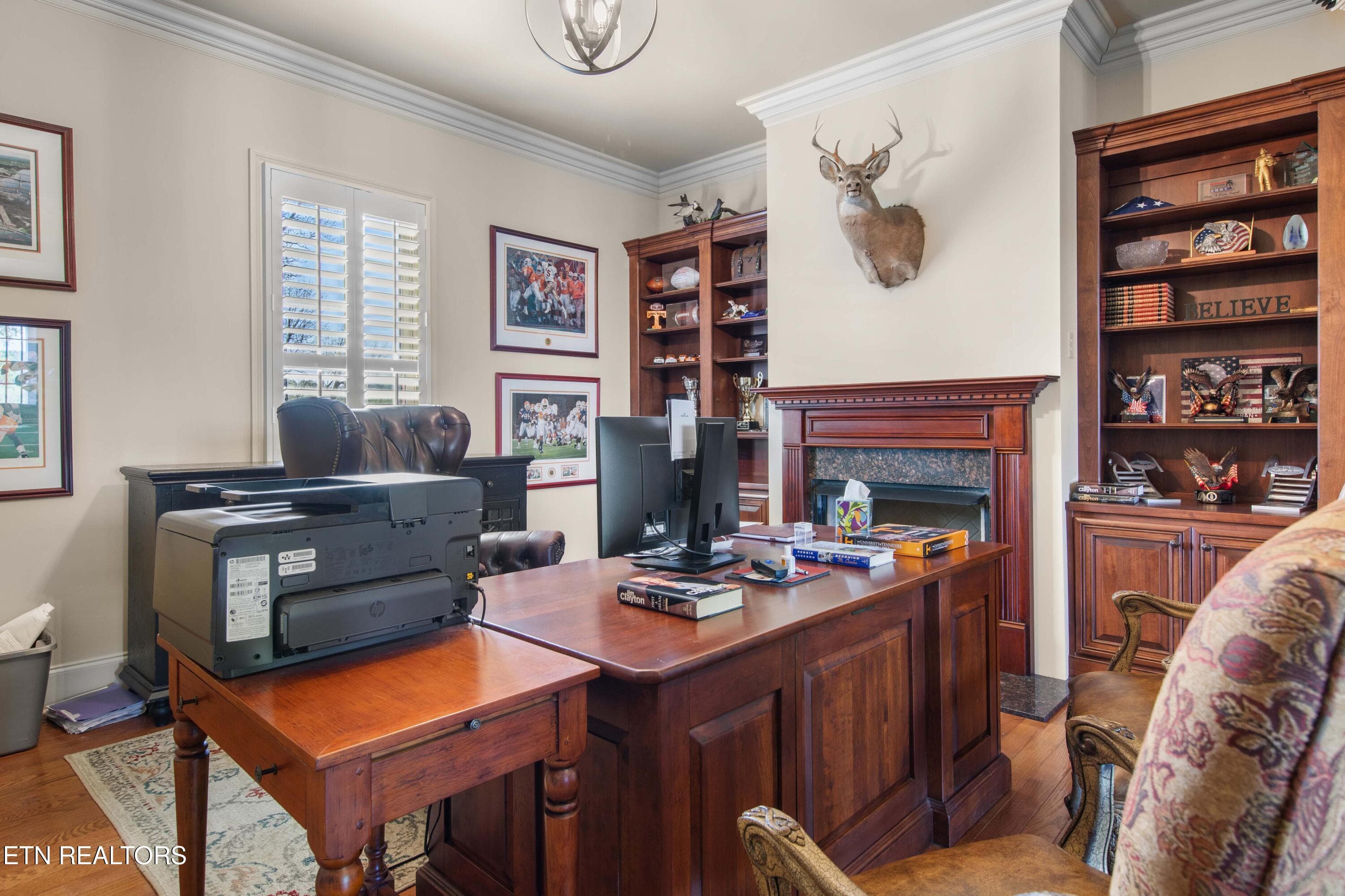 Office bookshelves & fireplace - 361 Highway 307, Athens, TN 37303