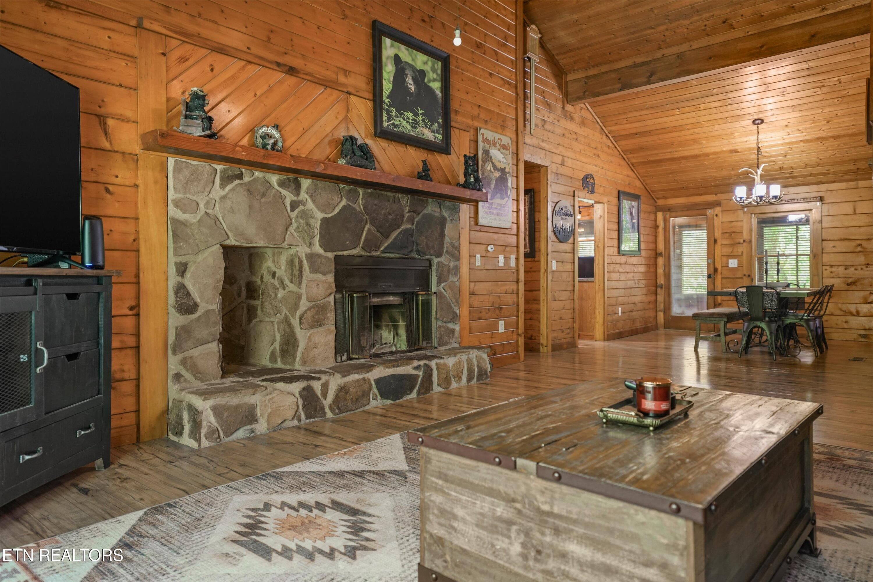 Stone, Wood-burning Fireplace - 716 Country Oaks Drive, Pigeon Forge, TN 37863