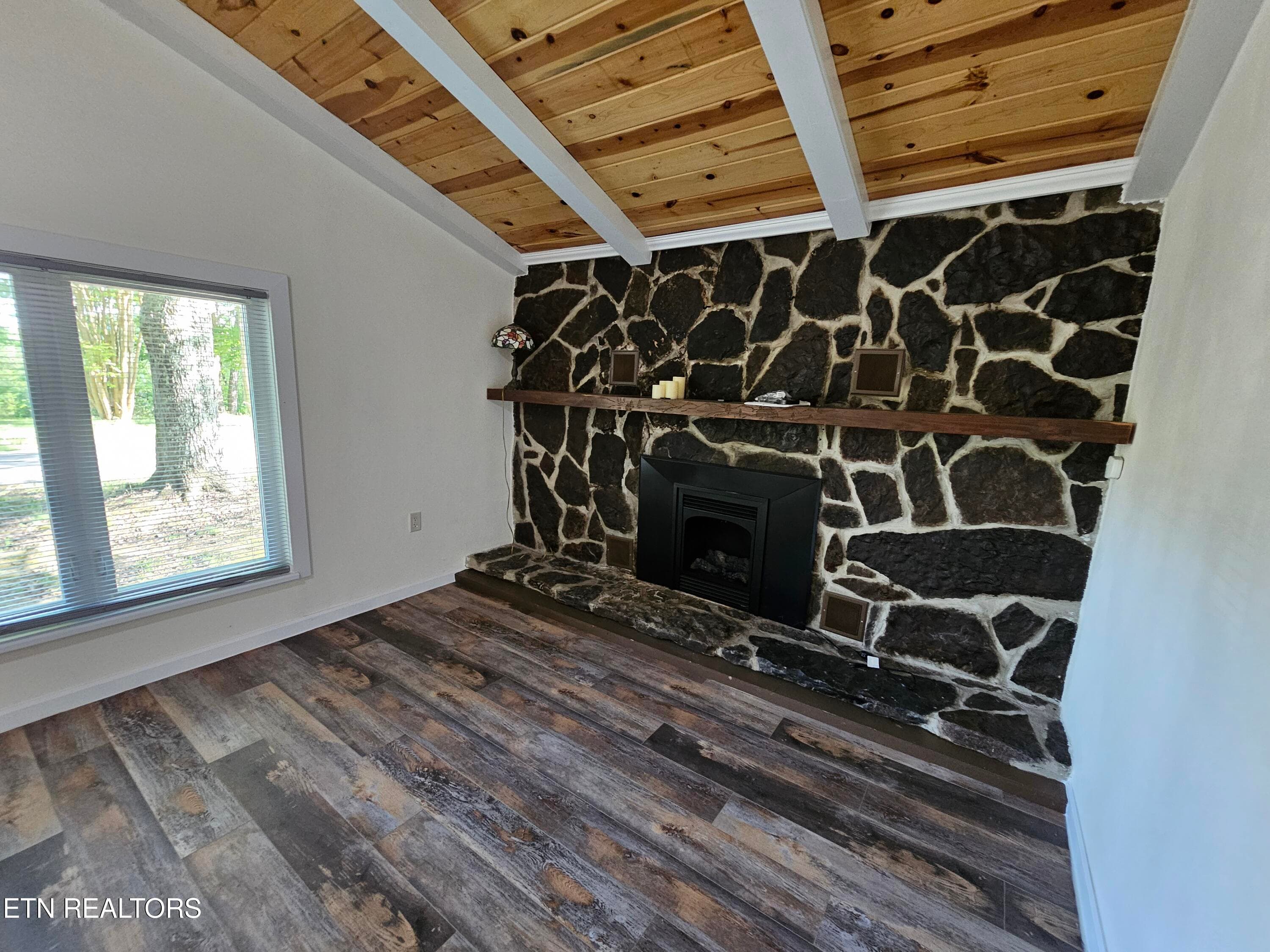Stone Fireplace with Gas Logs - 355 Eli Lane, Oneida, TN 37841