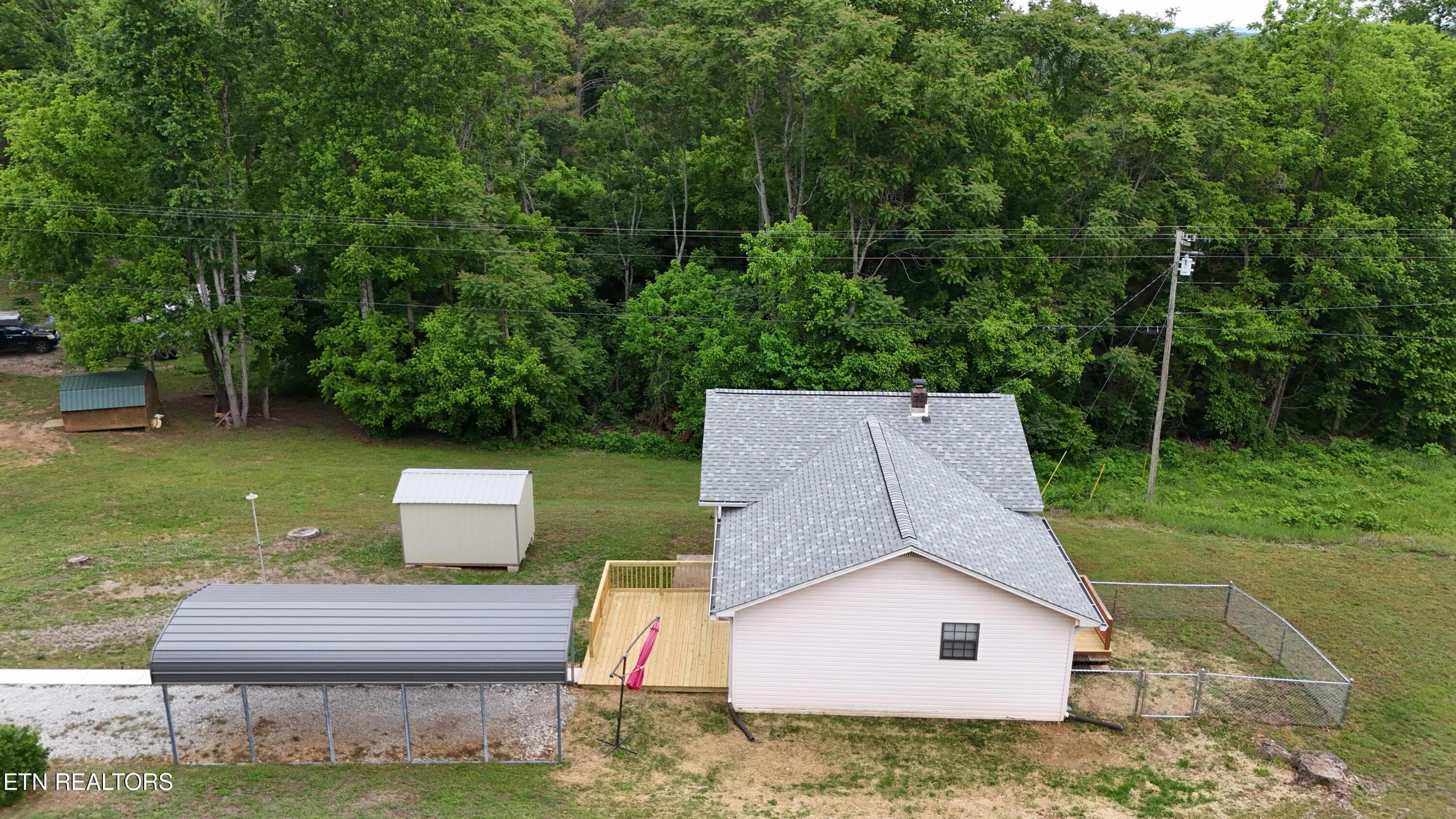 Freehill Rd -- Drone Left Side of Home - 1825 Freehill Rd, Celina, TN 38551