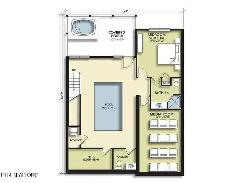 Floor plan 1132 Anastasia Way Pool level - 1132 Anastasia Way, Gatlinburg, TN 37738, Gatlinburg