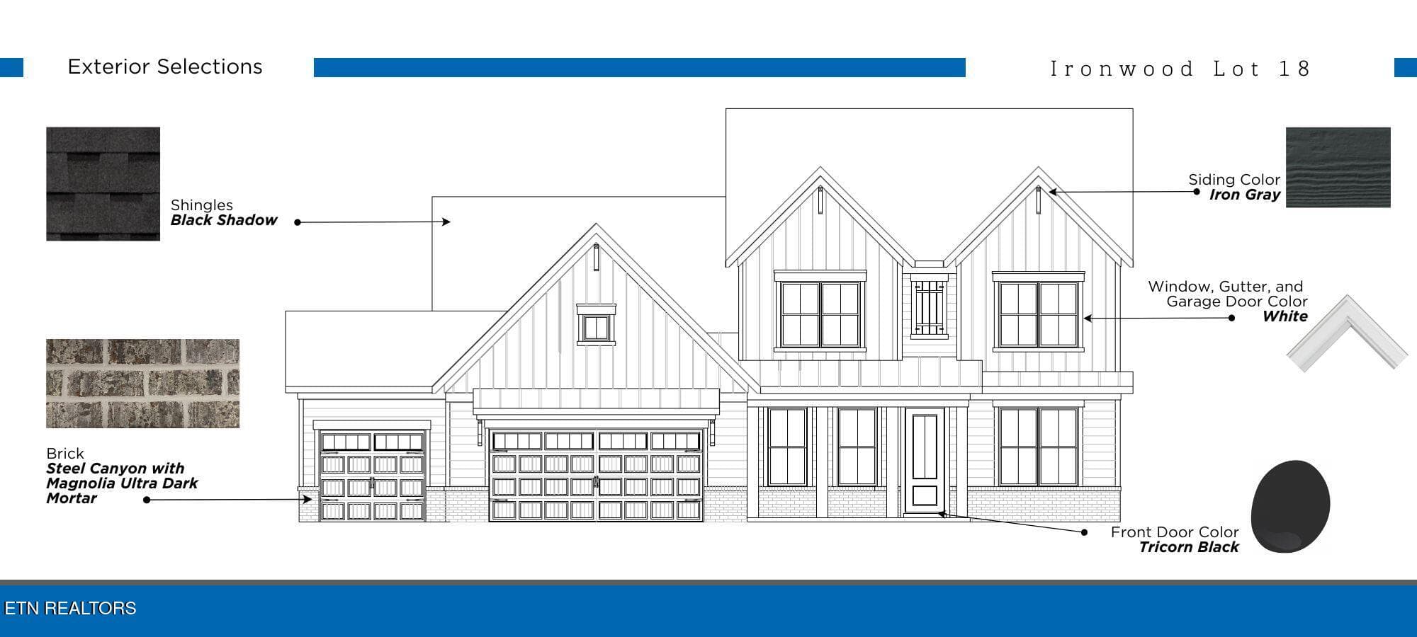 IRON18 EXTERIOR SELECTIONS BOARD - Lot 18 White Sycamore Lane, Knoxville, TN 37932, Knoxville