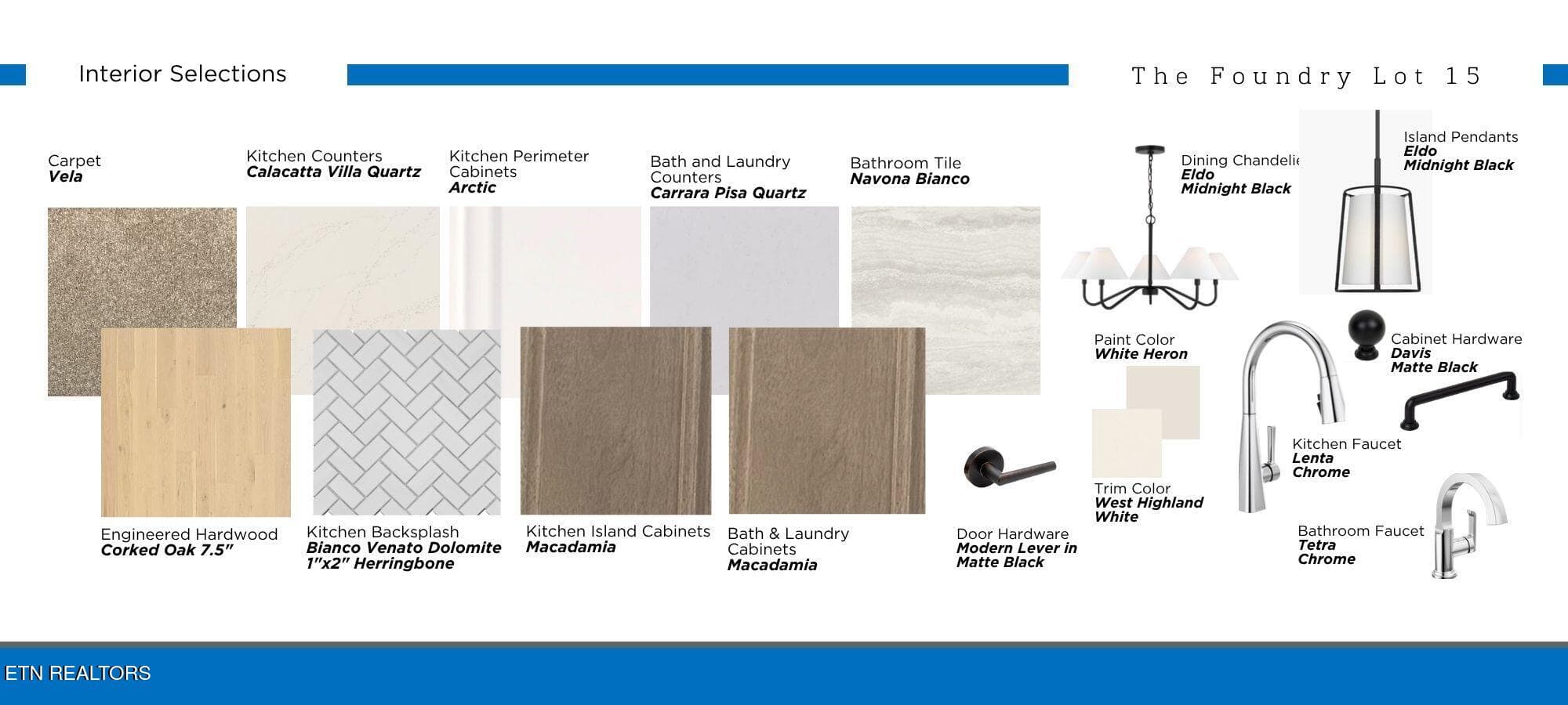 FOUNDRY15 INTERIOR SELECTIONS BOARD - Lot 15. Silver Cedar Lane, Knoxville, TN 37932, Knoxville