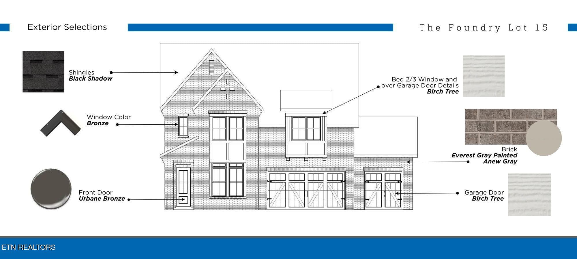 FOUNDRY15 EXTERIOR SELECTIONS BOARD - Lot 15. Silver Cedar Lane, Knoxville, TN 37932, Knoxville