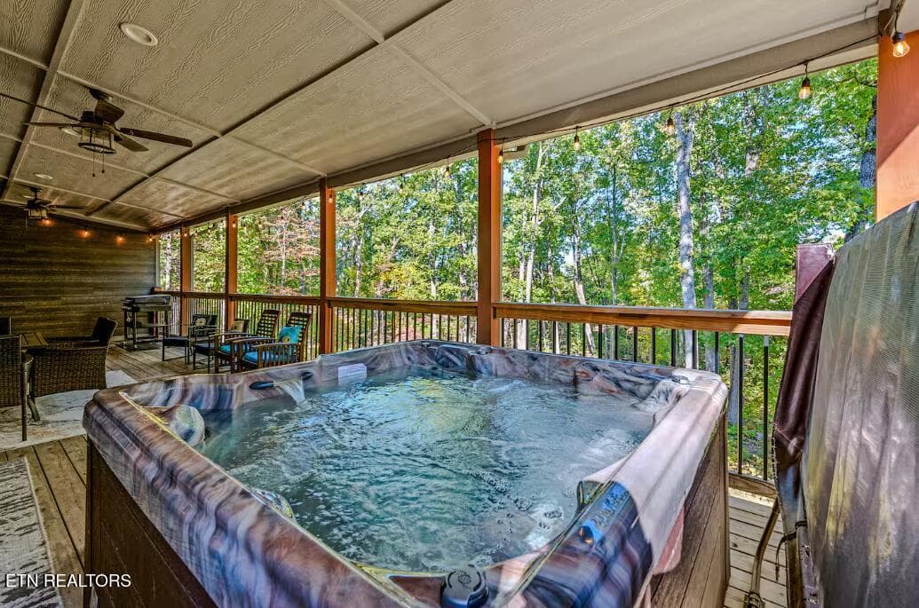 covered deck area w hot tub - 2612 Cloud View Drive, Sevierville, TN 37862, Sevierville