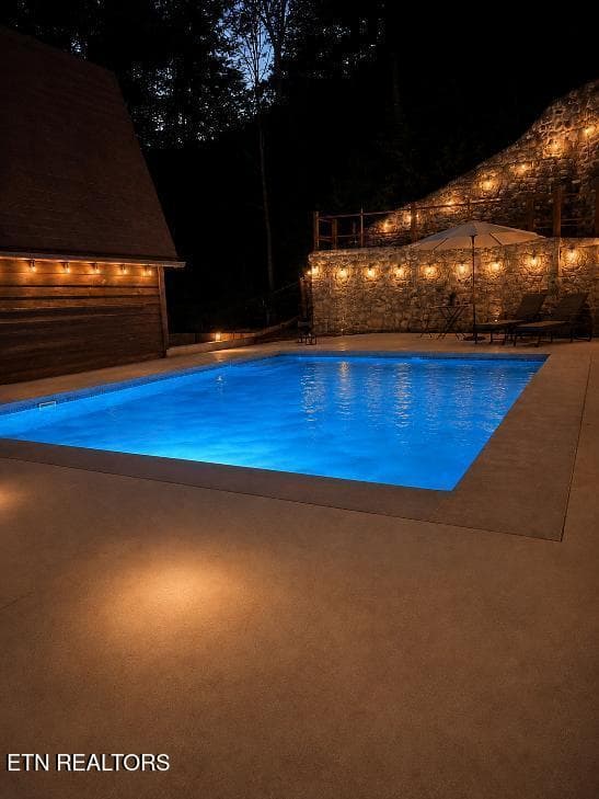 237 Foster Rd Listing Pool at night - 237 Foster Rd, Heiskell, TN 37754