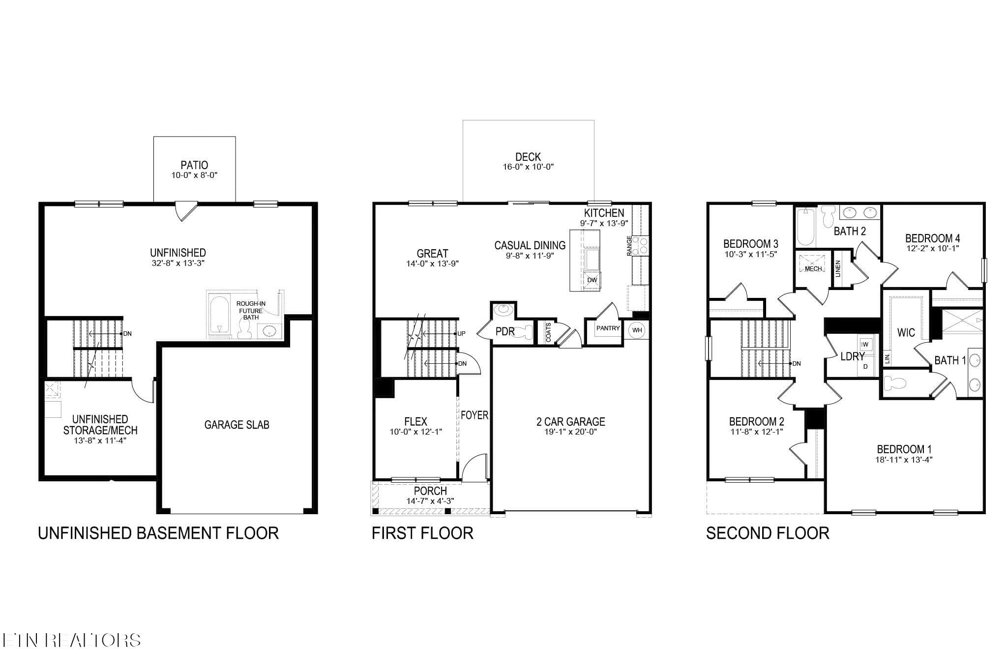 Belhaven - Floor Plans w Basement 2048x1 - 6808 Prospect Hill Lane, Knoxville, TN 37918, Knoxville