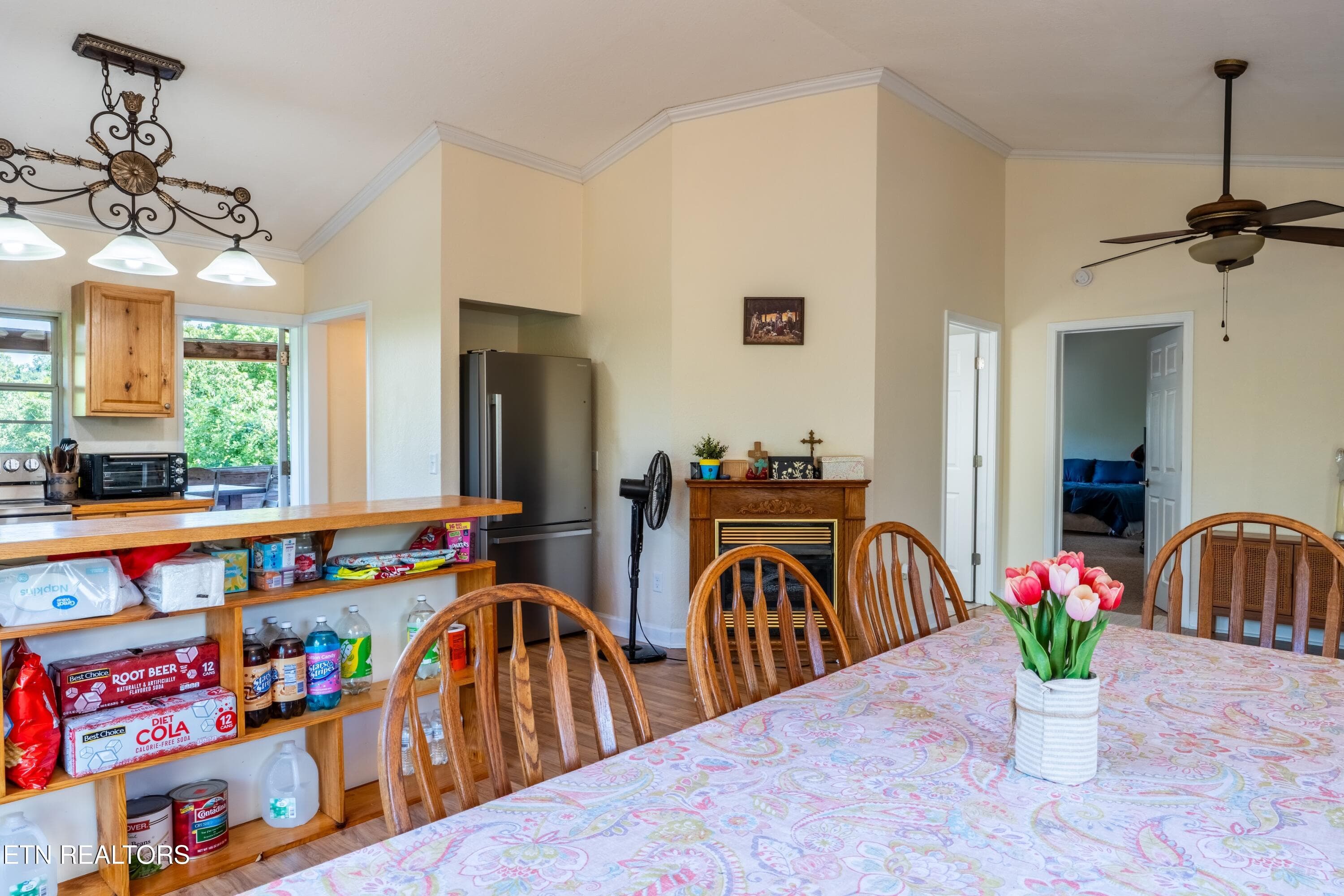 Dining Room with gas fireplace - 1225 Paradise Lane, Dandridge, TN 37725