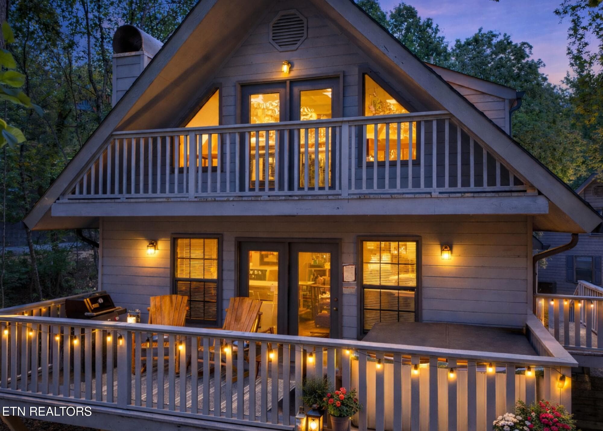 Front Deck Twilight at 2733 Timber Way i - 2733 Timber Way, Pigeon Forge, TN 37863