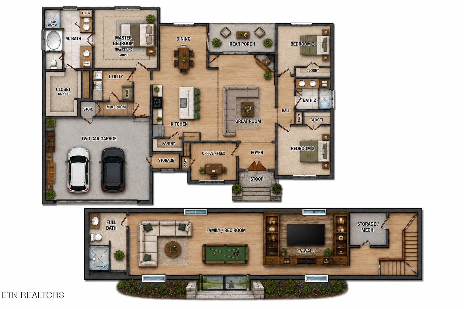 324 SLD Main Level & Basement Floor Plan - 324 Shadows Lawn Drive, Athens, TN 37303