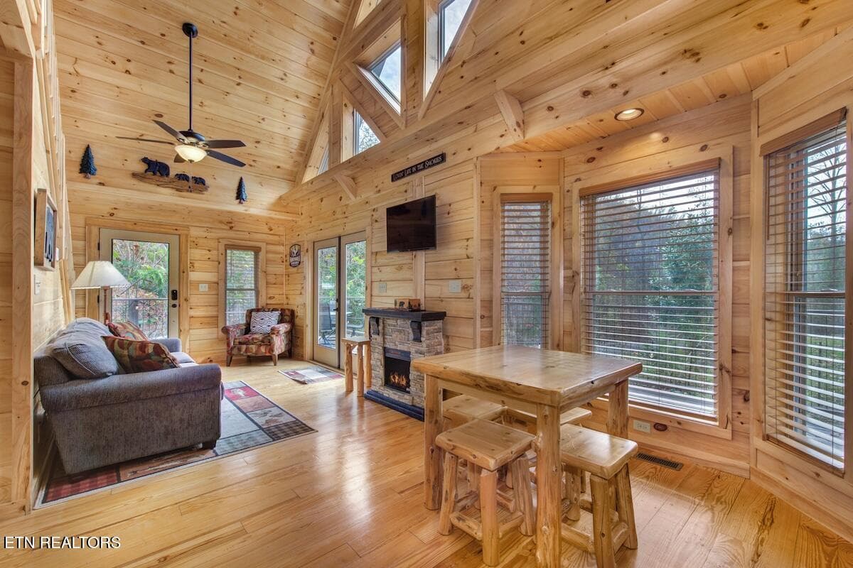 Dining area by fireplace - 820 Crest View Drive, Gatlinburg, TN 37738, Gatlinburg