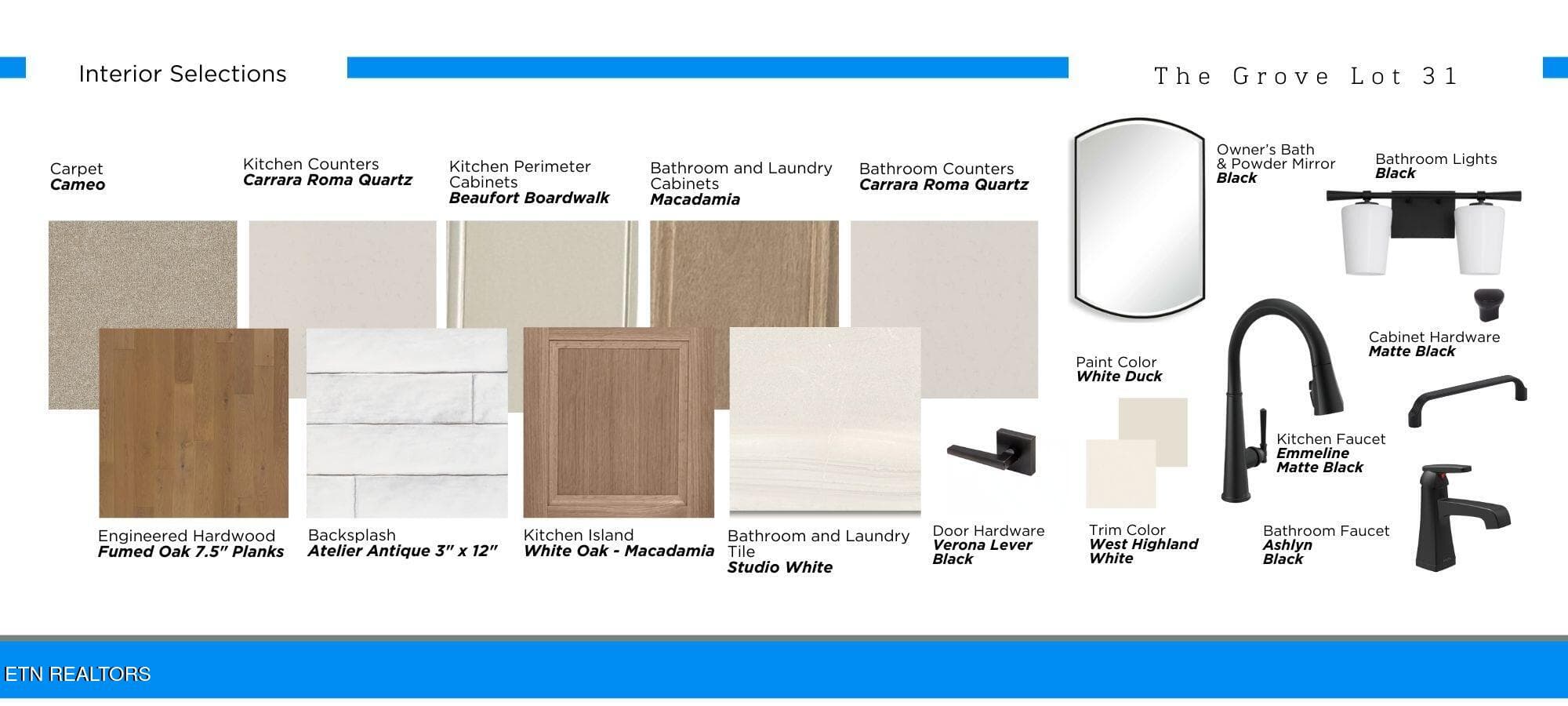 GROVE31 INTERIOR SELECTIONS BOARD - 1025 Branch Hook Rd - Lot 31, Knoxville, TN 37934, Knoxville
