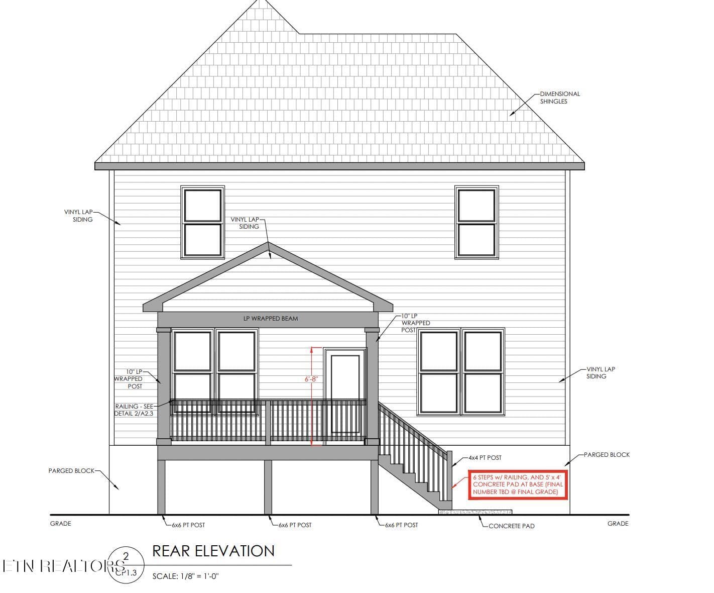 rear elevation - 3319 Mountain Aster Drive, Knoxville, TN 37924, Knoxville