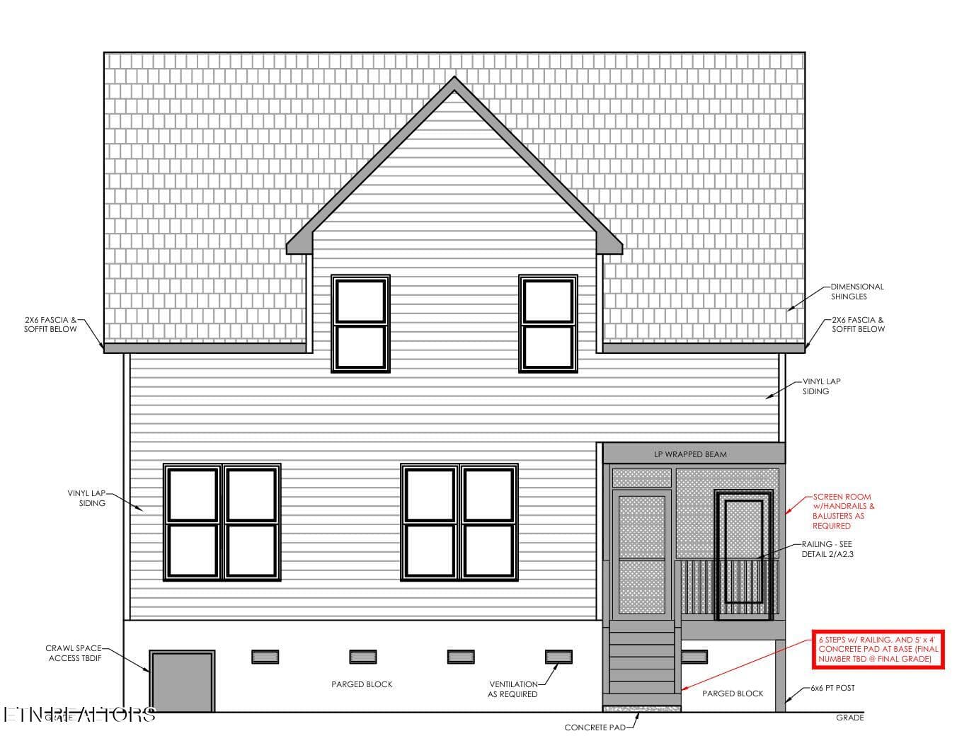 rear elevation - 3302 Mountain Aster Drive, Knoxville, TN 37924, Knoxville