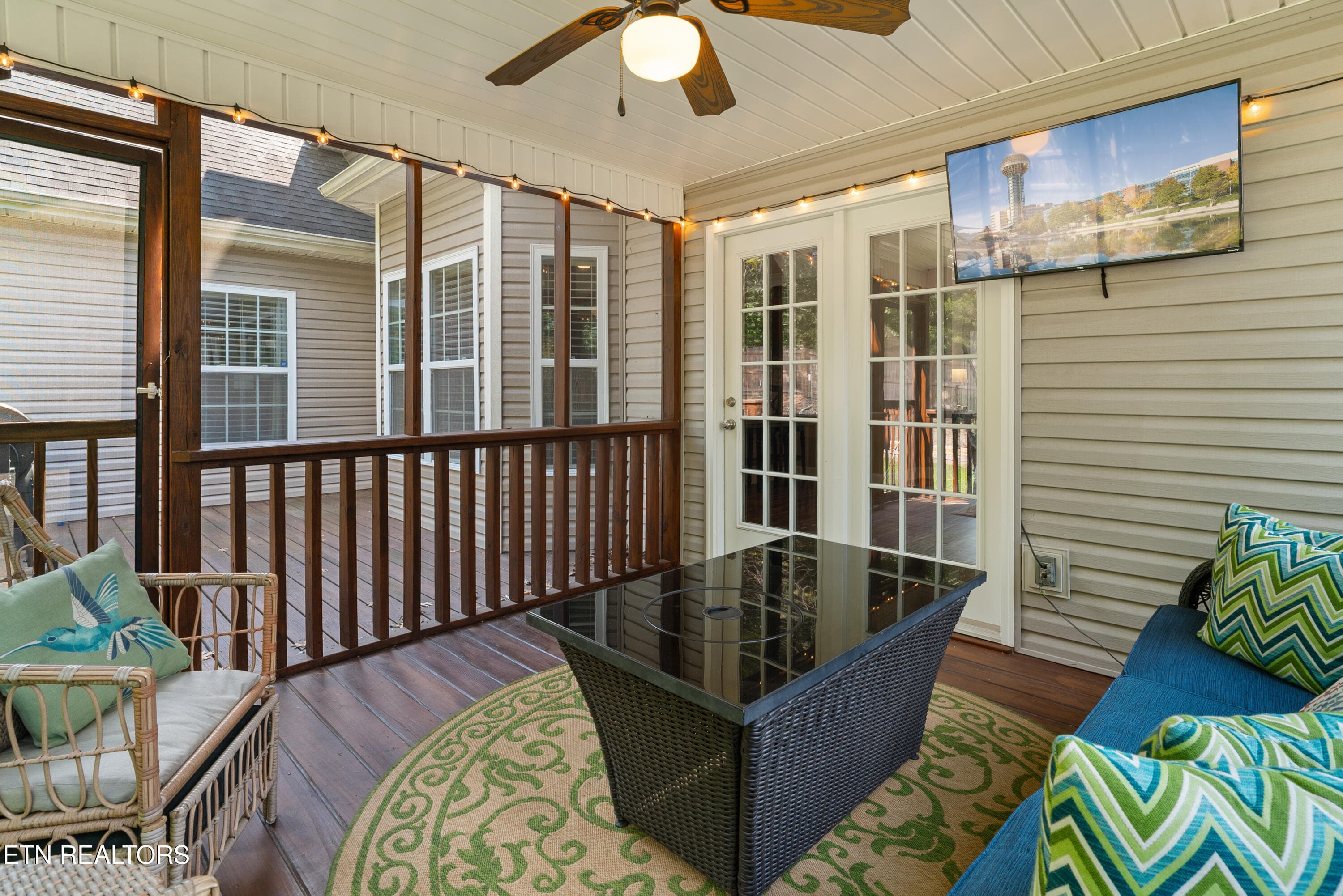 TV in Screened in Porch - 2614 Sweeping Rain Lane, Knoxville, TN 37931