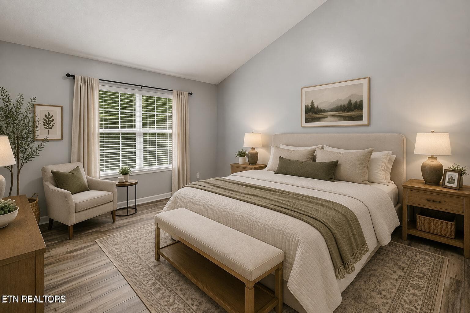 Ai staged primary bedroom - 6946 La Christa Way, Knoxville, TN 37921, Knoxville