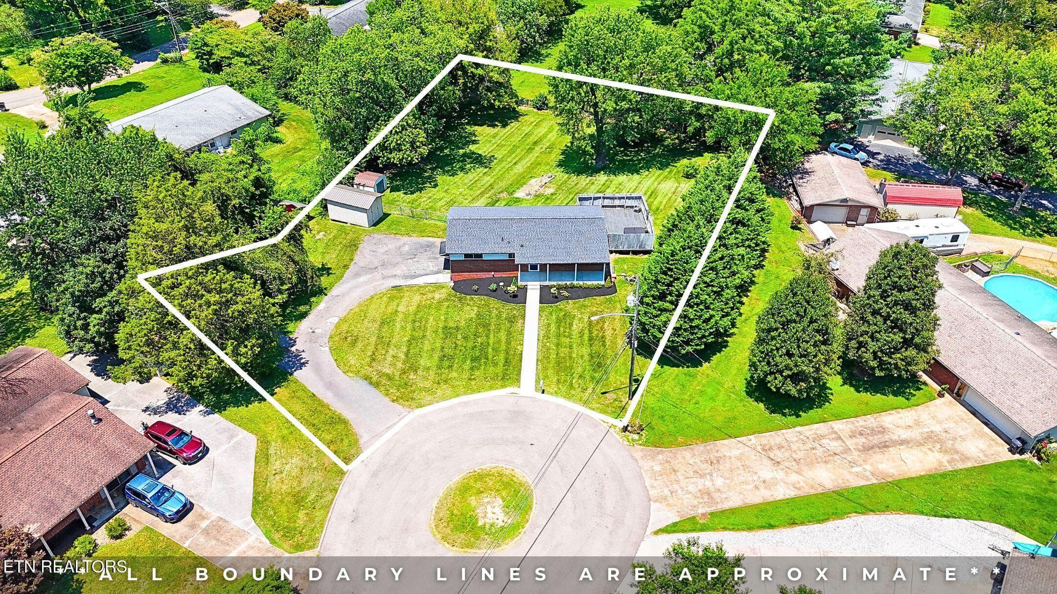 AERIAL DRONE W LOT LINES - 5501 Kenbrook Lane, Knoxville, TN 37921, Knoxville