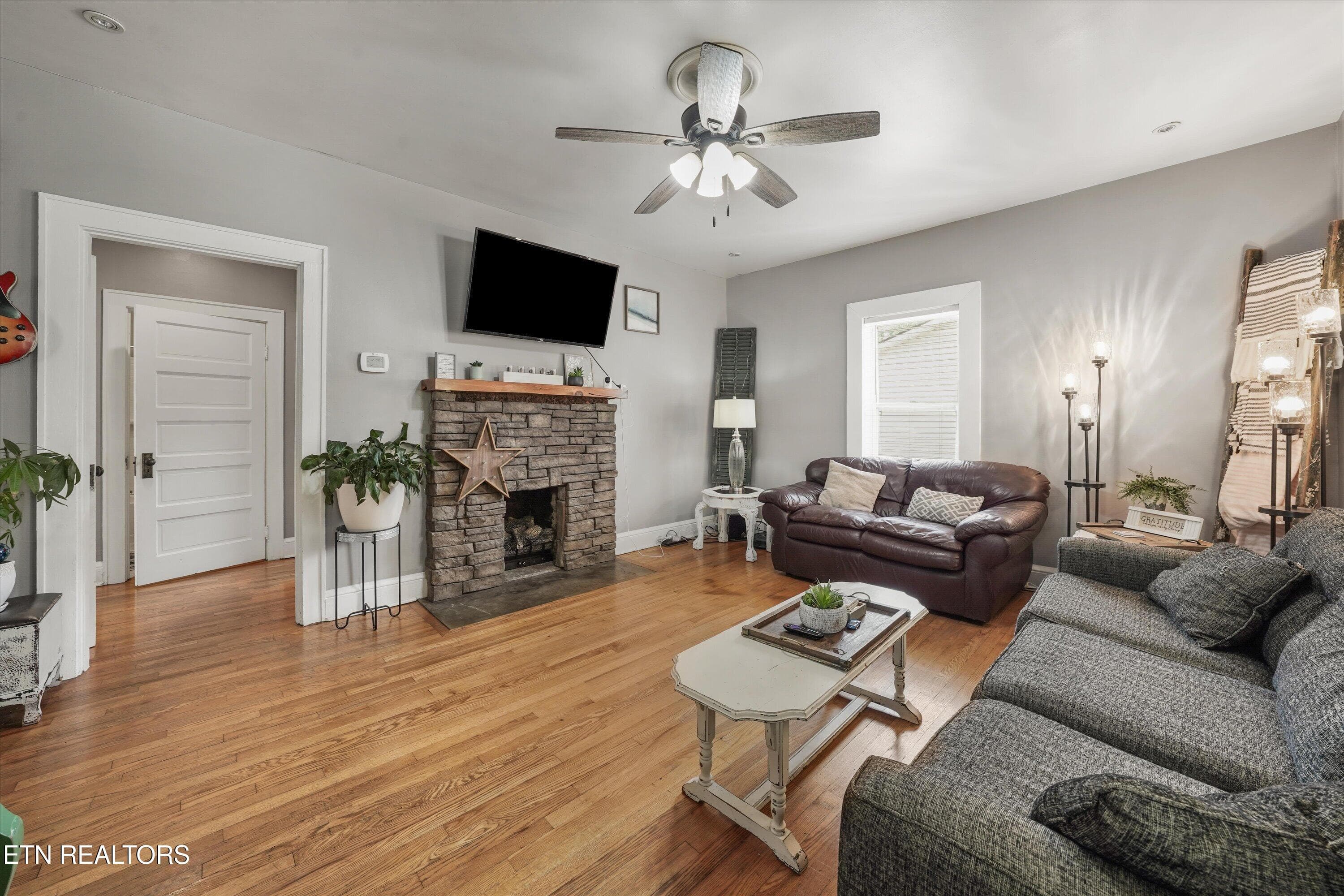 Living Room with Fireplace - 616 Mitchell Drive, Knoxville, TN 37912