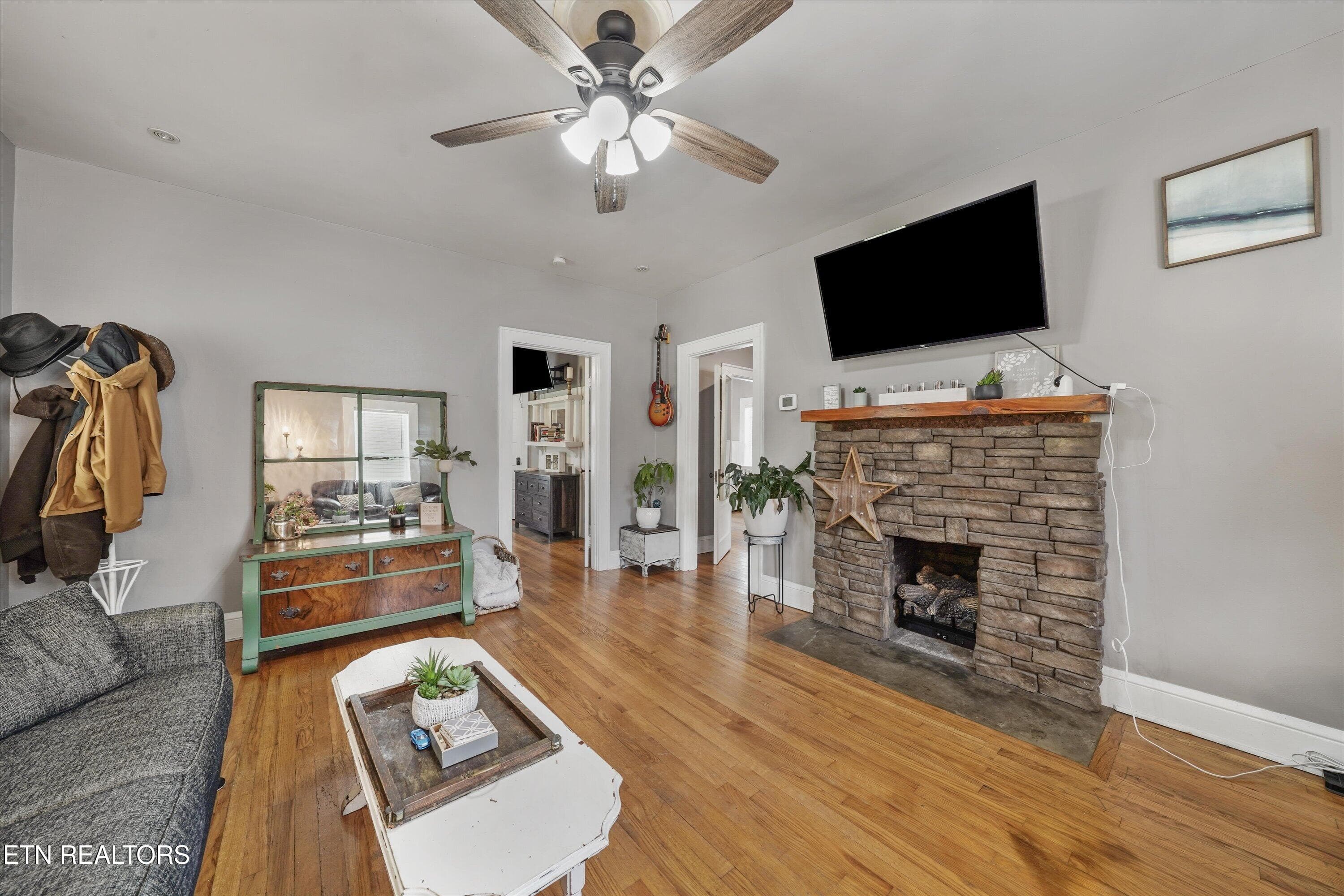 Living Room with Fireplace - 616 Mitchell Drive, Knoxville, TN 37912