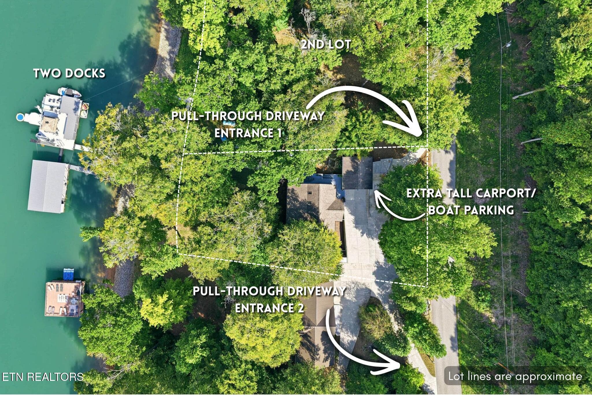 Aerial-View-Property-Lines-Improvements - 773 Yoakum Hollow Rd, Jacksboro, TN 37757, Jacksboro