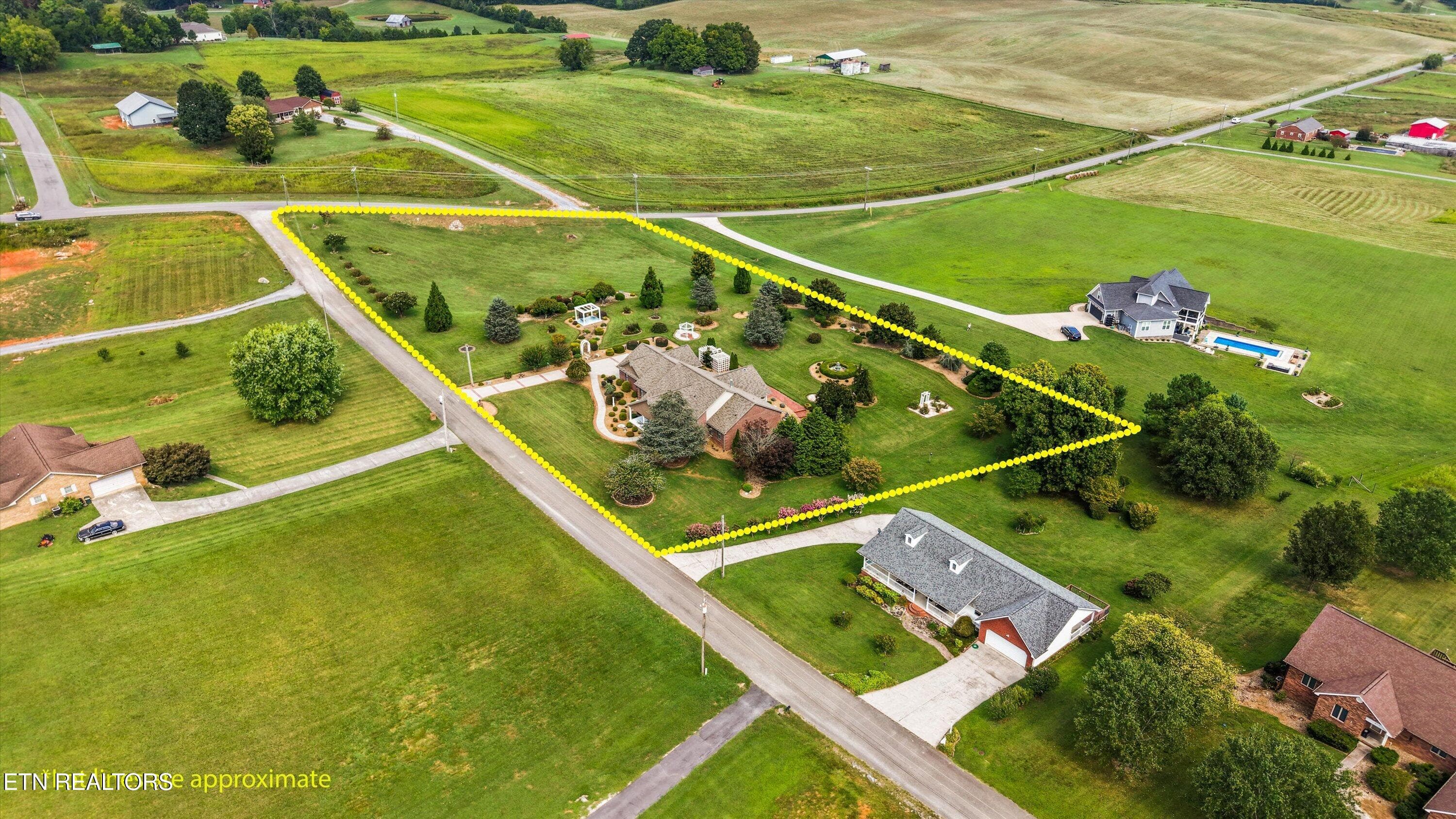 Aerial (Lot Lines are Approximate) - 607 Cornfield Drive, White Pine, TN 37890, White Pine