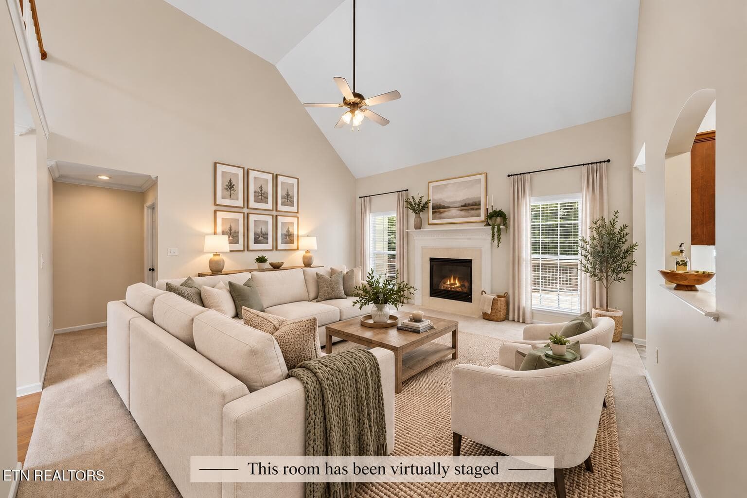 Living Room Virtually Staged - 1721 Bombay Lane, Knoxville, TN 37932